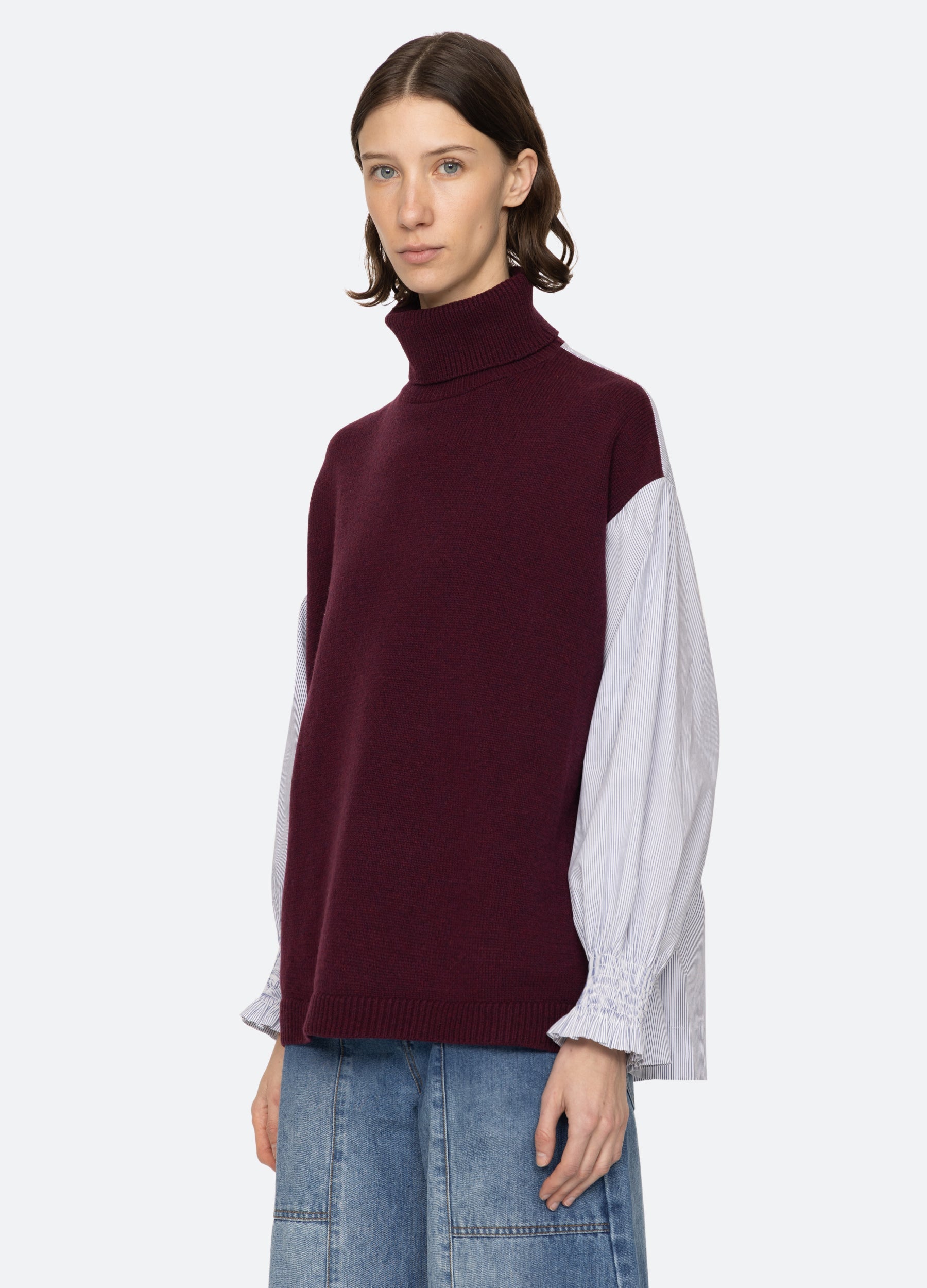Devana Combo Sweater Burgundy