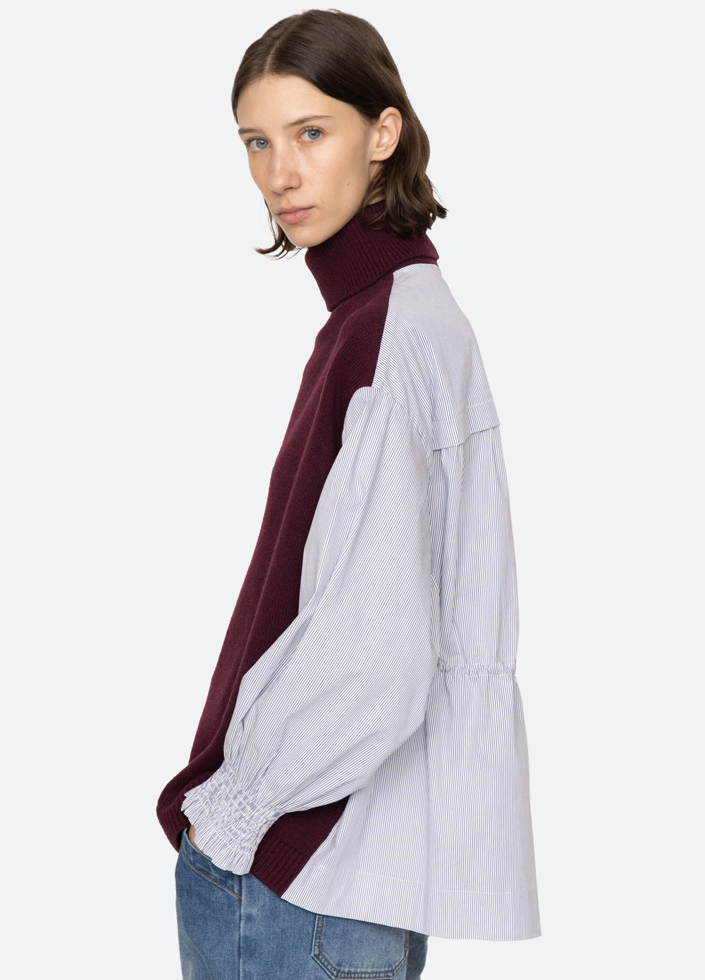 Devana Combo Sweater Burgundy