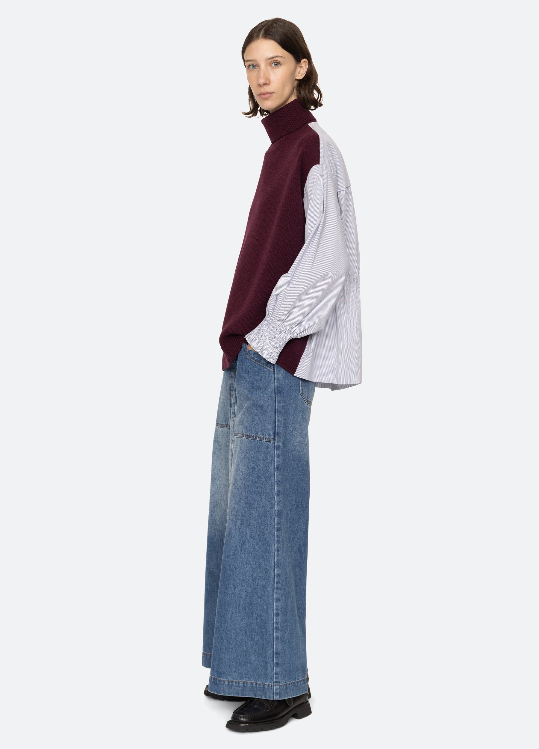 Devana Combo Sweater Burgundy