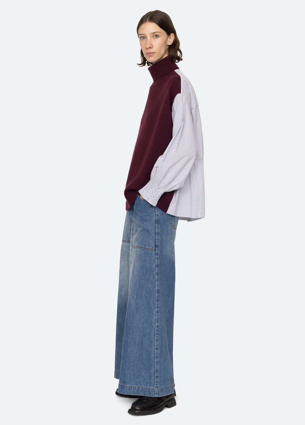 Devana Combo Sweater Burgundy