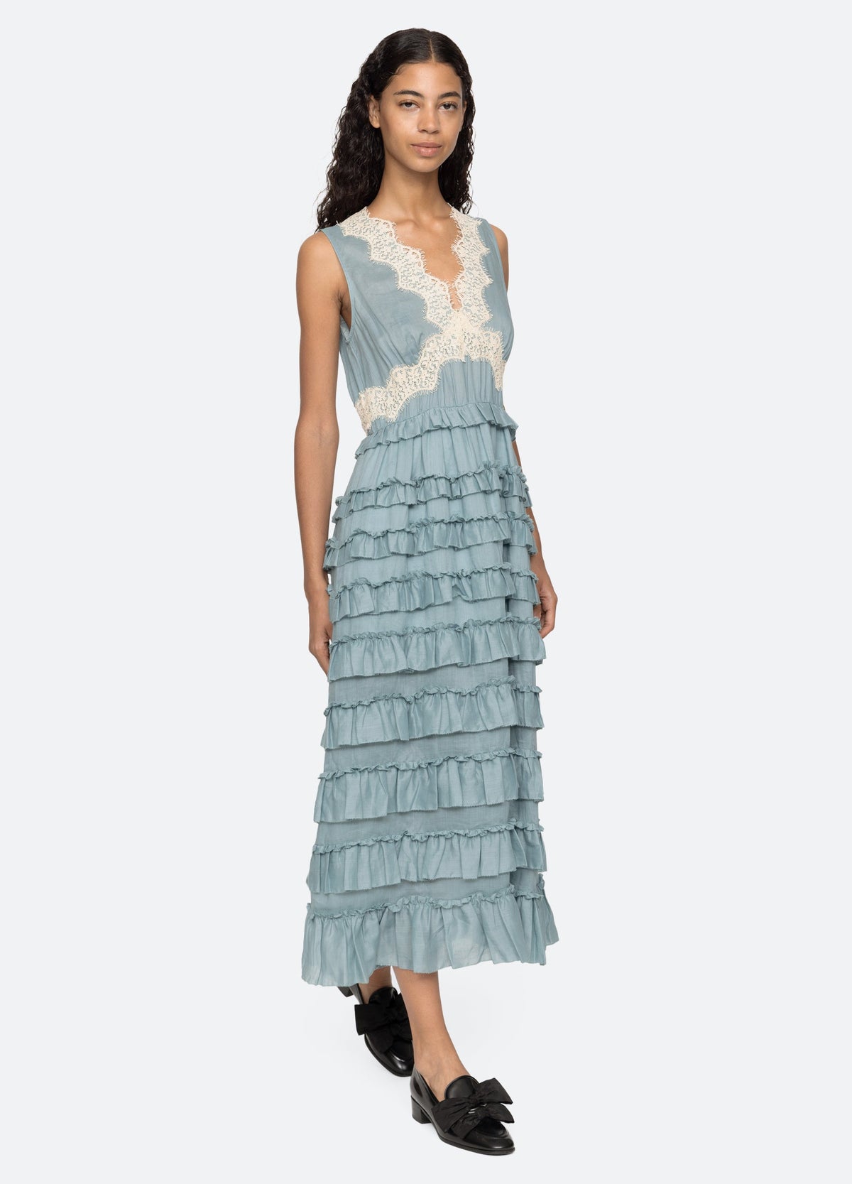 Anise Dress Blue|White