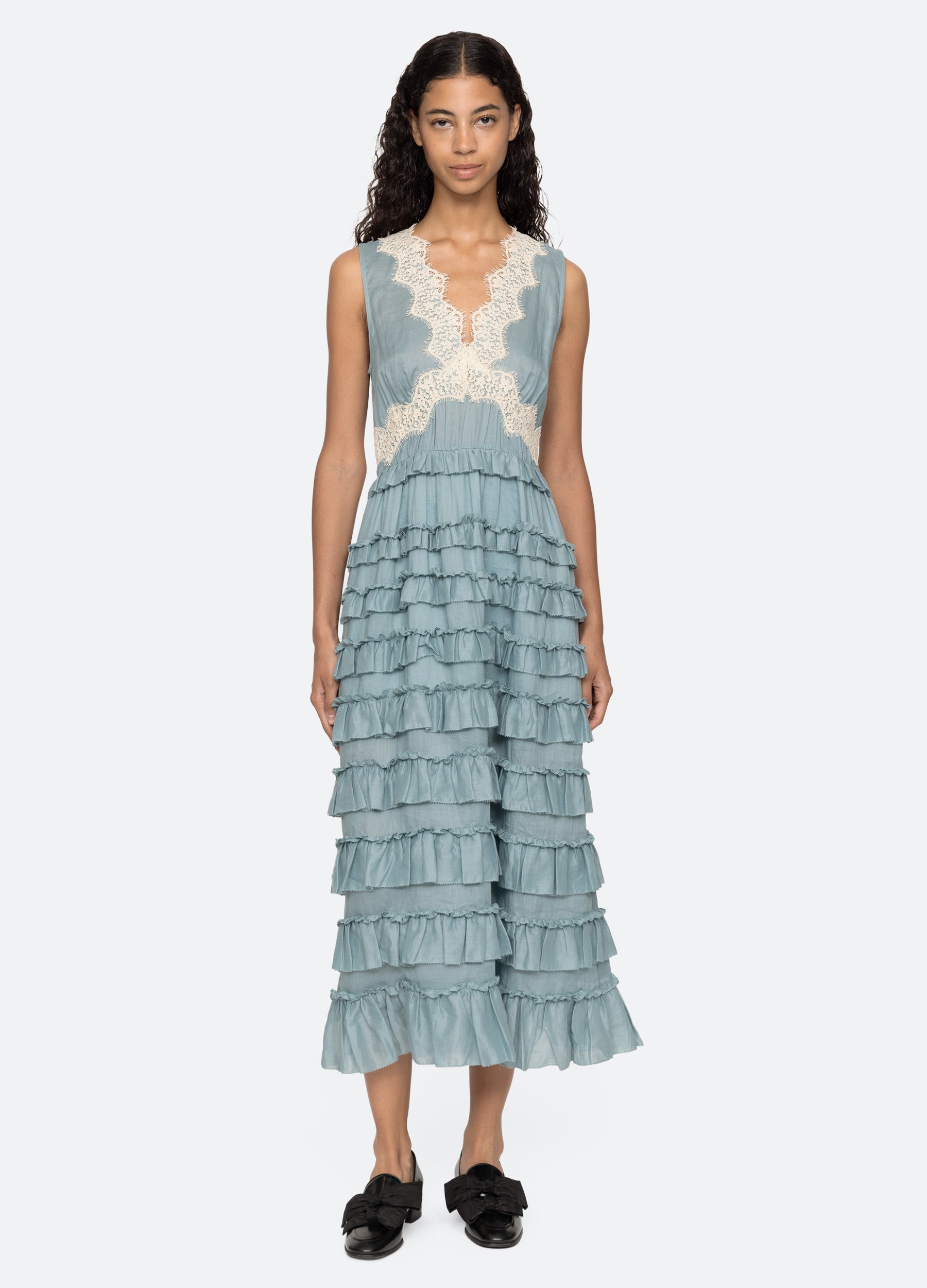 Anise Dress Blue|White