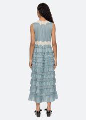 Anise Dress Blue|White