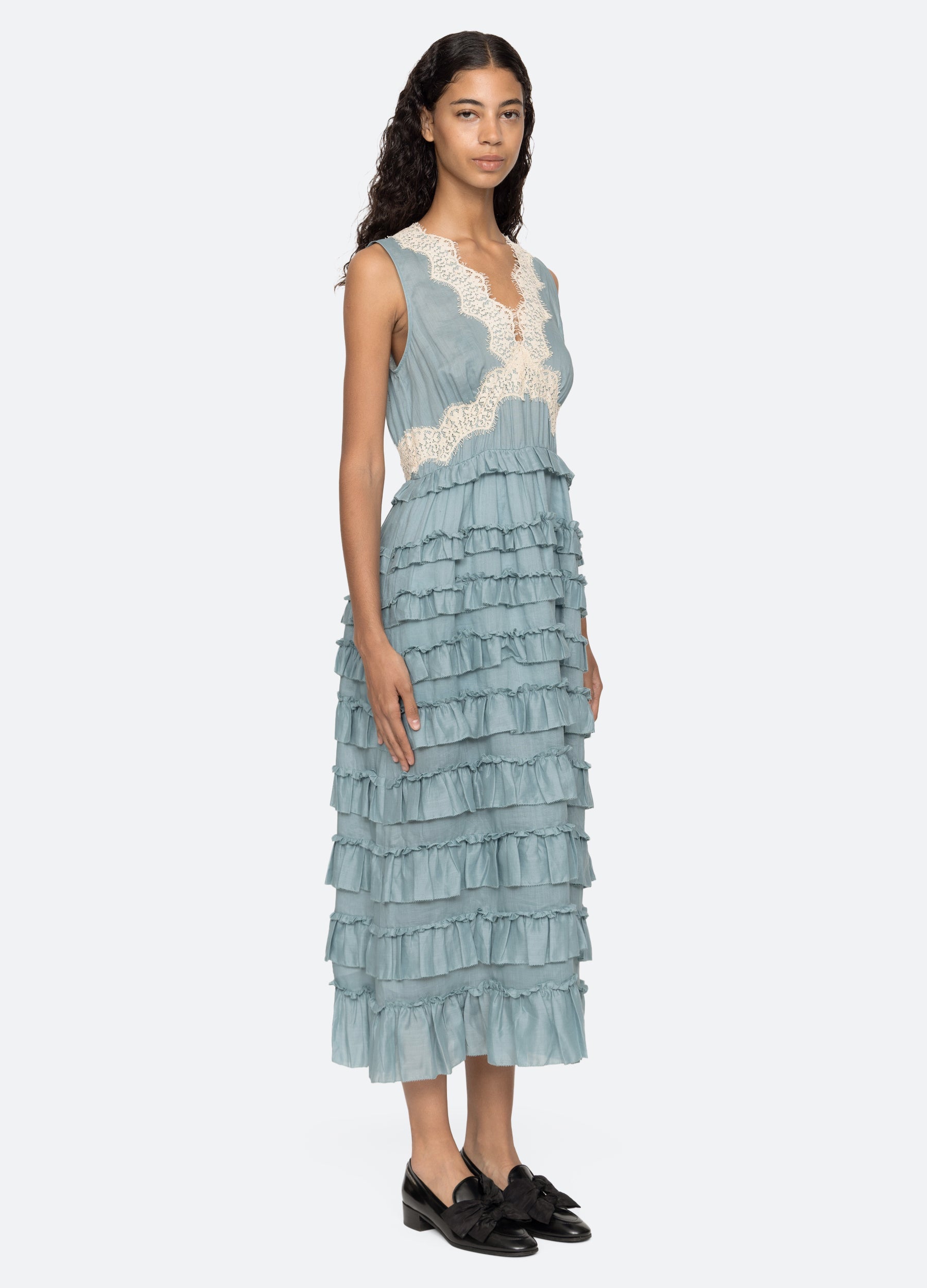 Anise Dress Blue|White