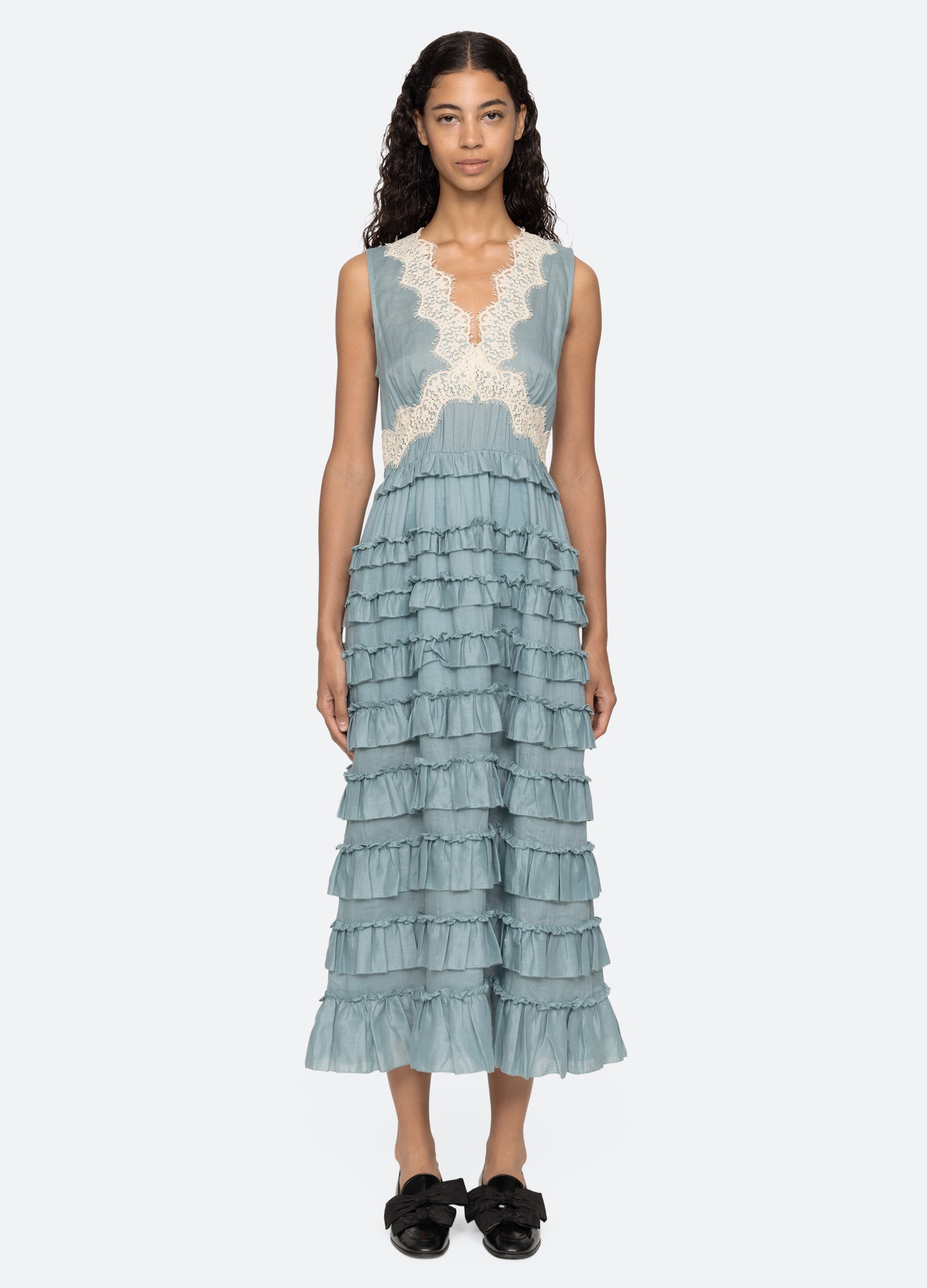 Anise Dress Blue|White