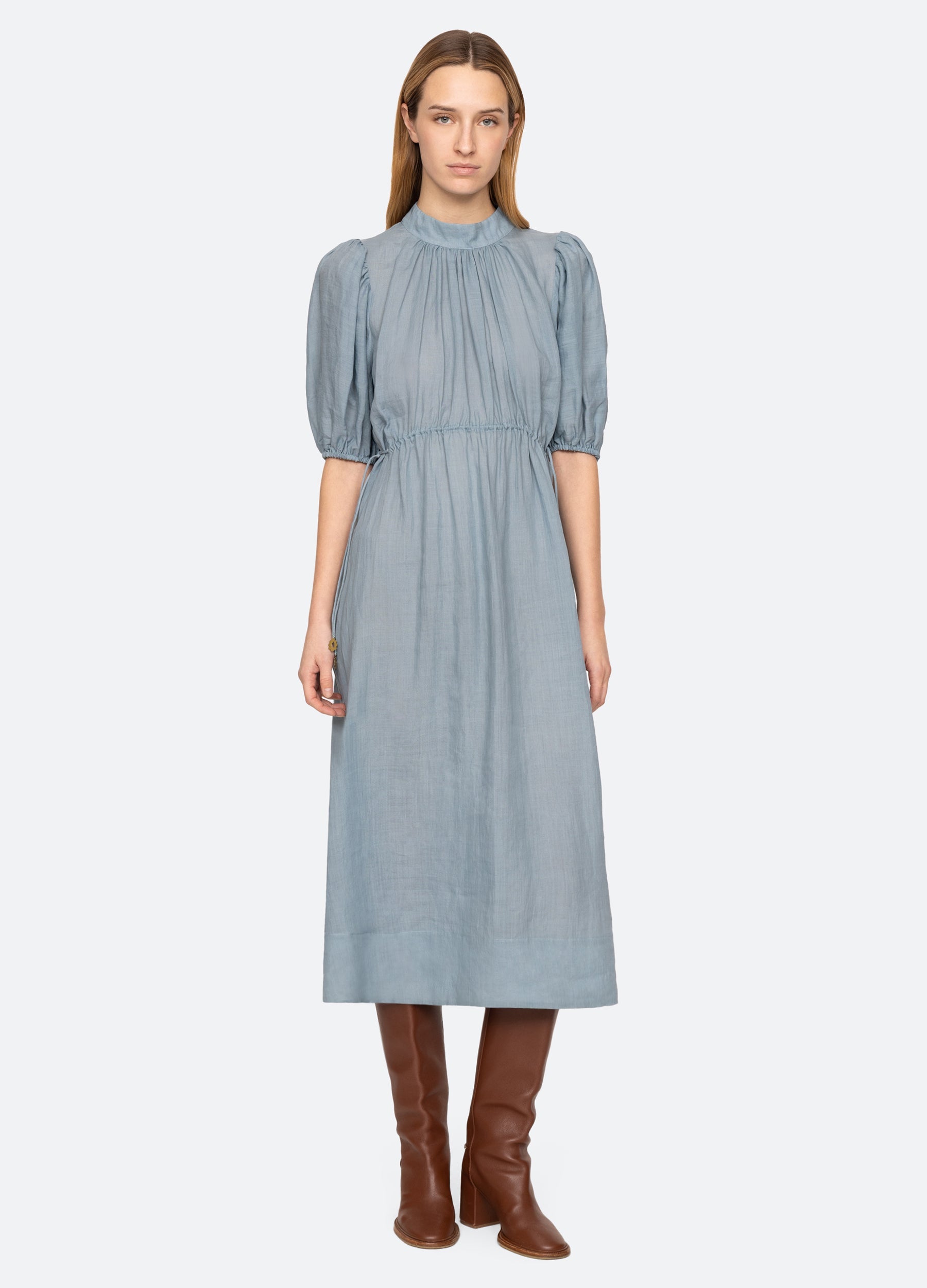 Anise S/S Dress Blue|Chartreuse