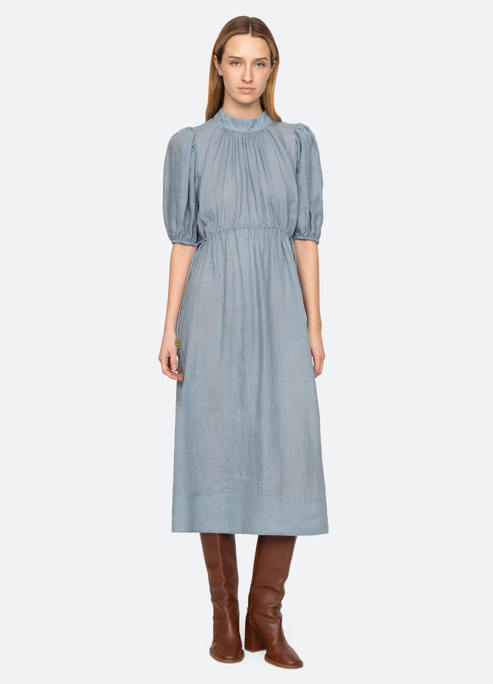 Anise S/S Dress Blue|Chartreuse