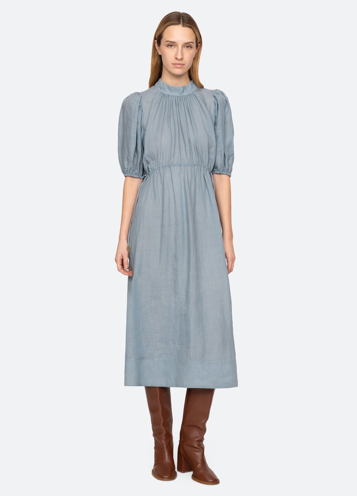 Anise S/S Dress Blue|Chartreuse