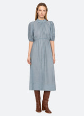 Anise S/S Dress Blue|Chartreuse