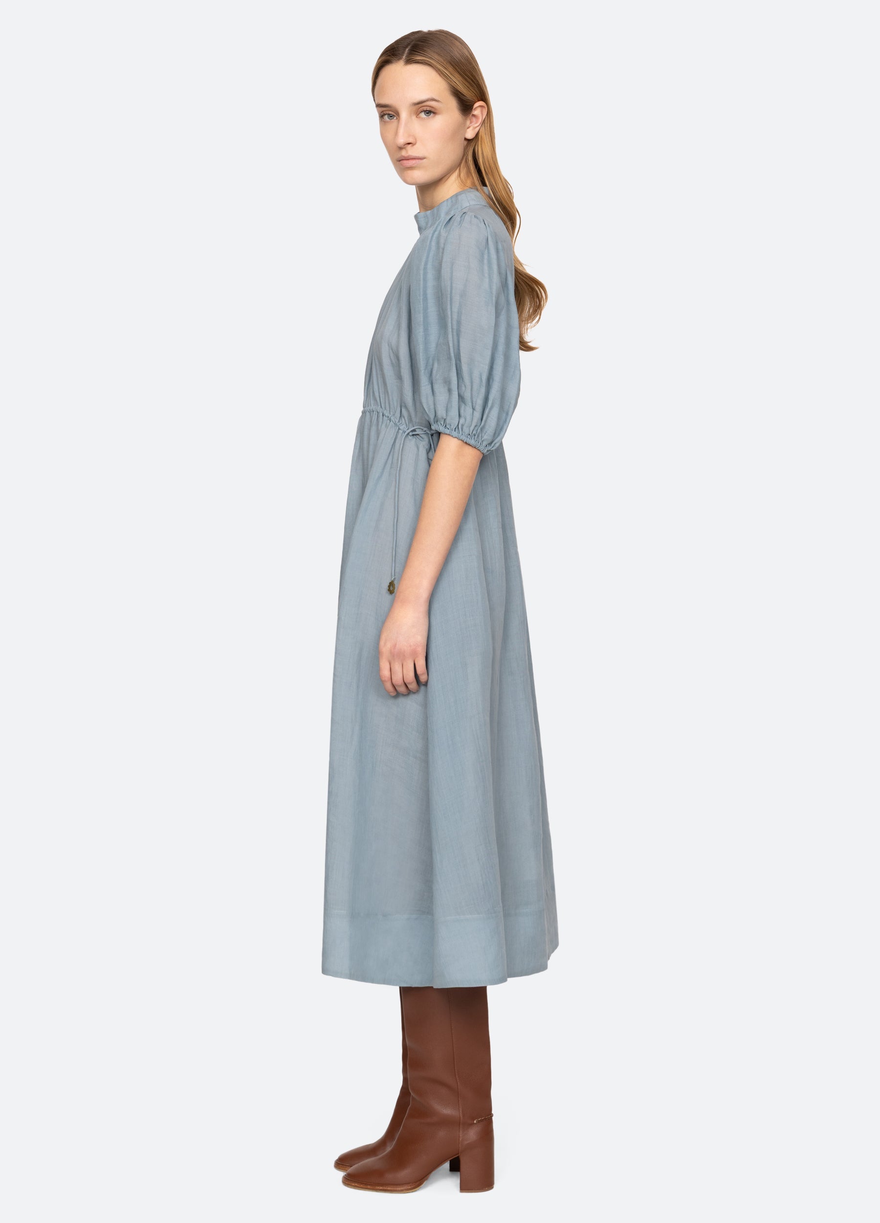 Anise S/S Dress Blue|Chartreuse