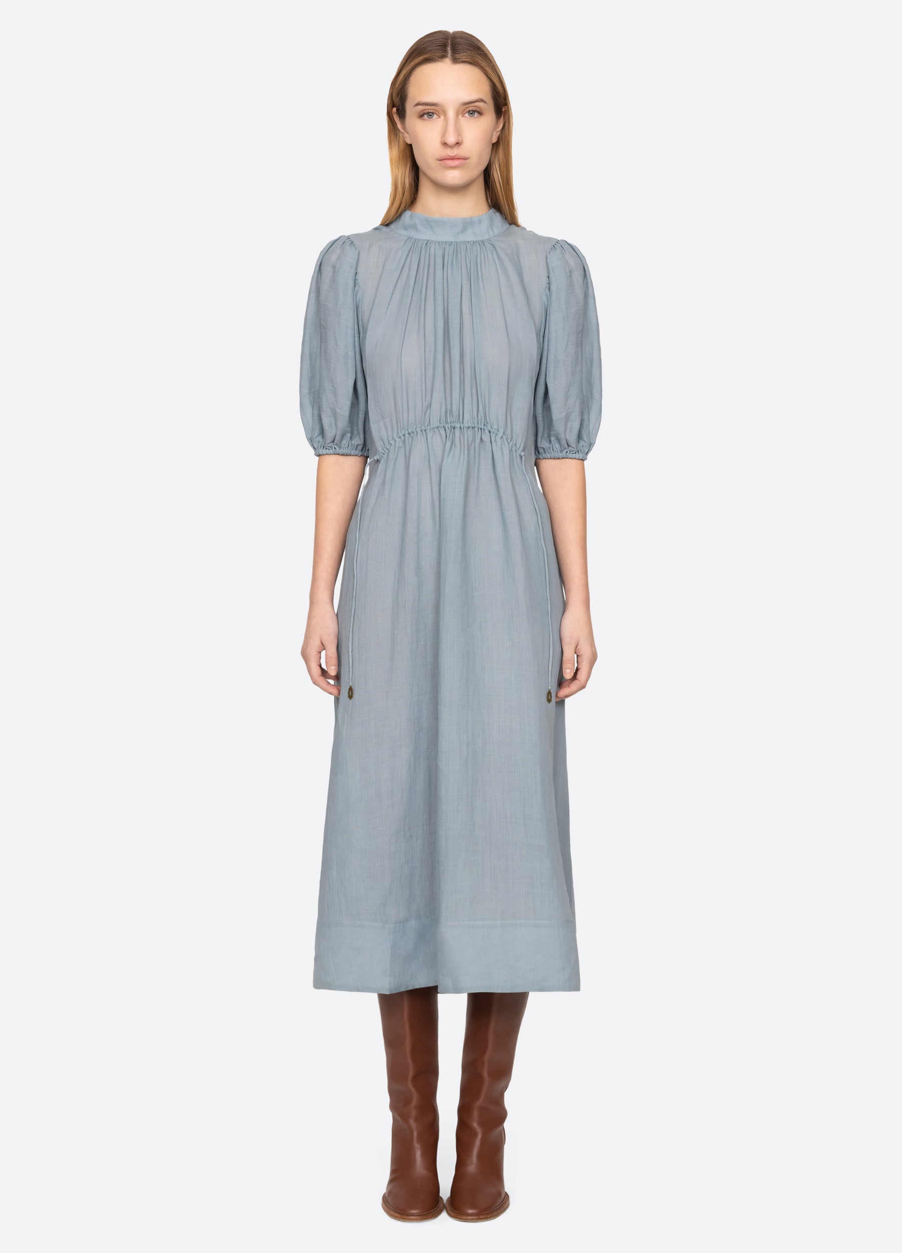 Anise S/S Dress Blue|Chartreuse