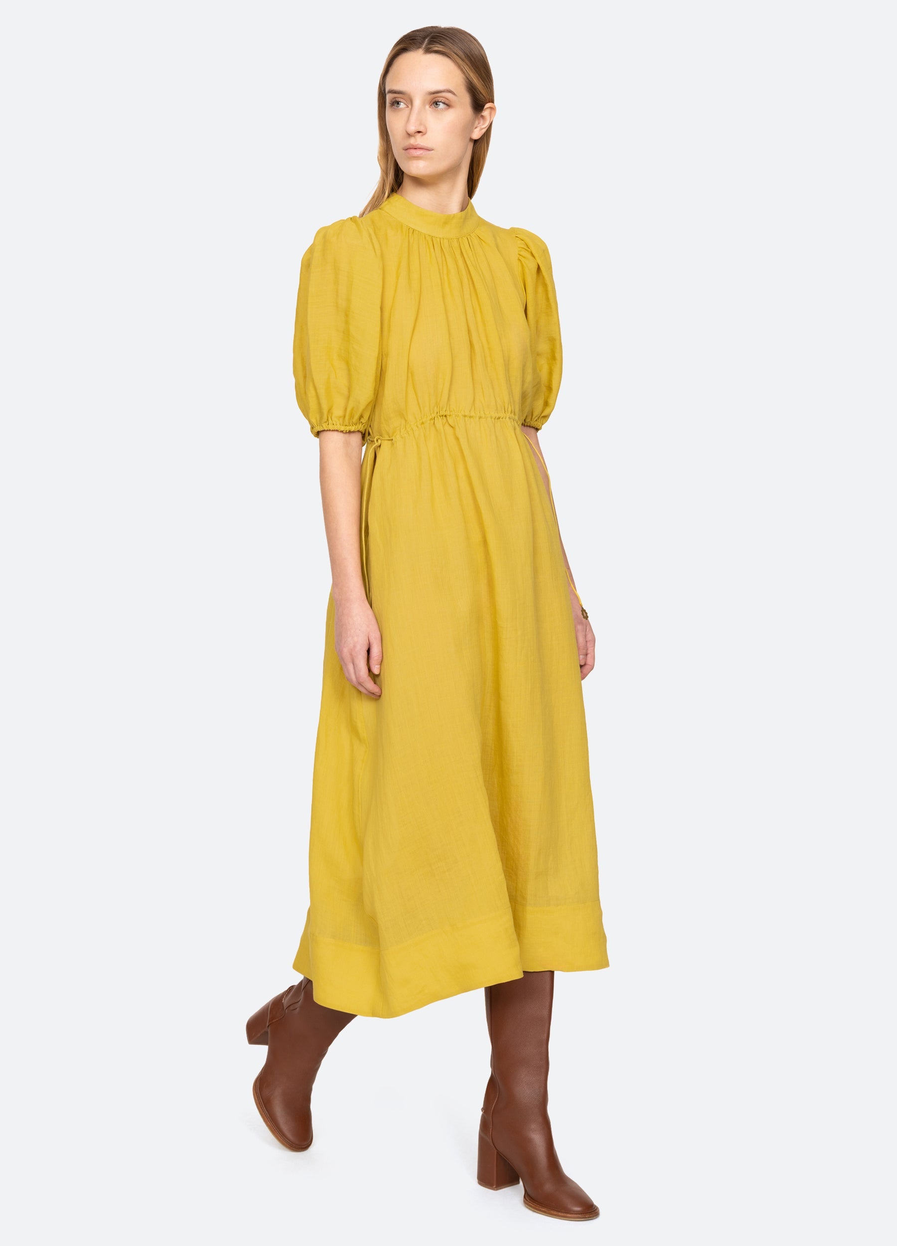 Anise S/S Dress Blue|Chartreuse