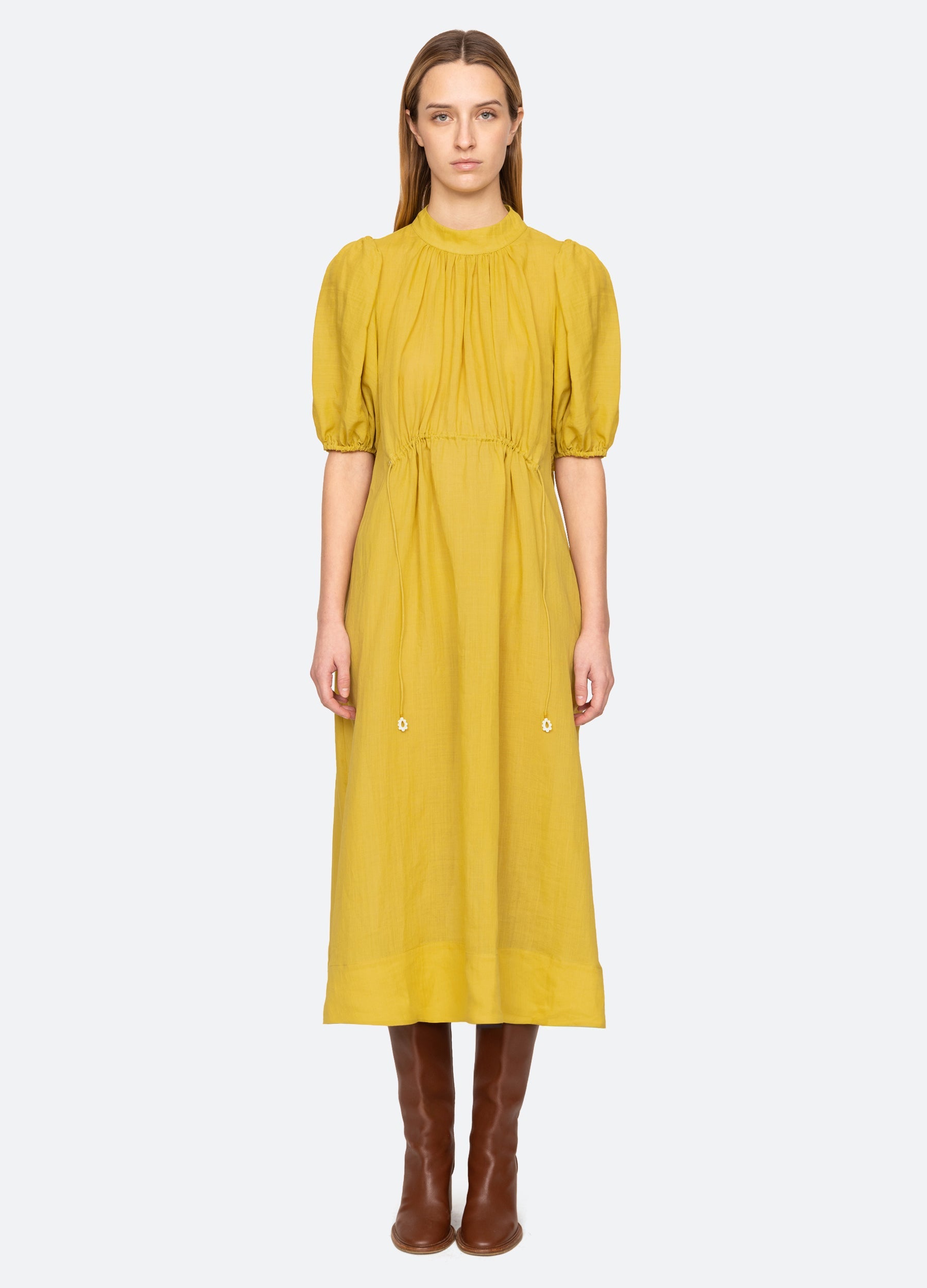Anise S/S Dress Blue|Chartreuse