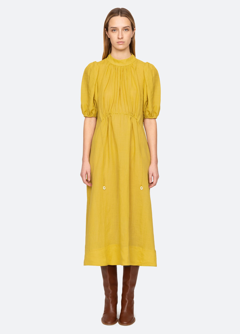 Anise S/S Dress Blue|Chartreuse