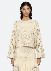 Ceci Top Cream|Green