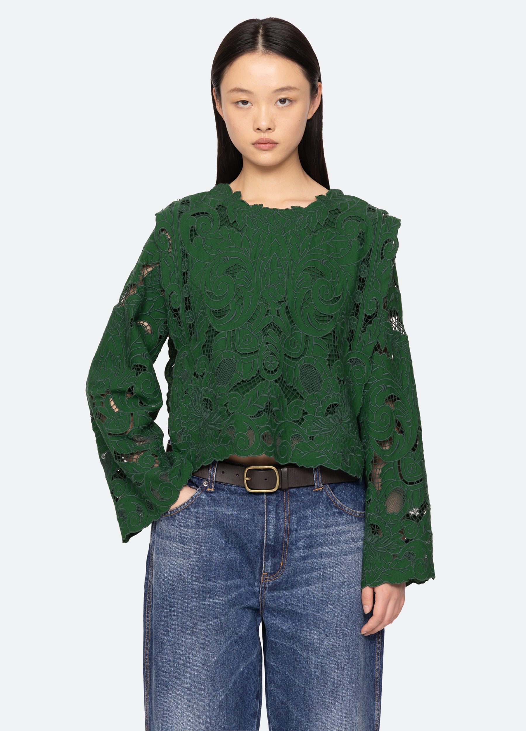 Ceci Top Cream|Green