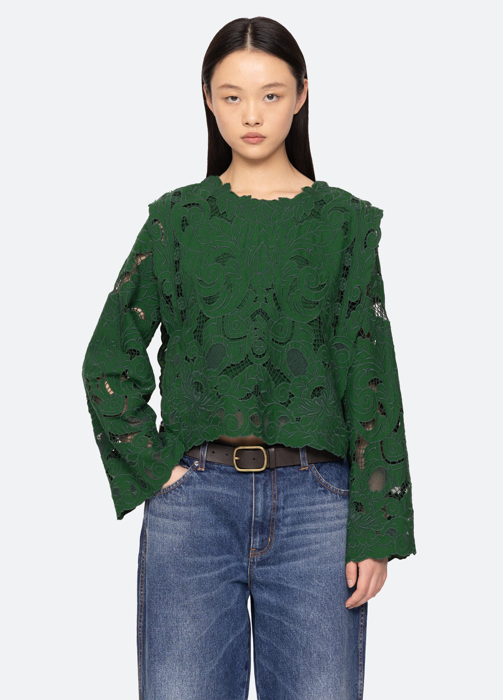 Ceci Top Cream|Green