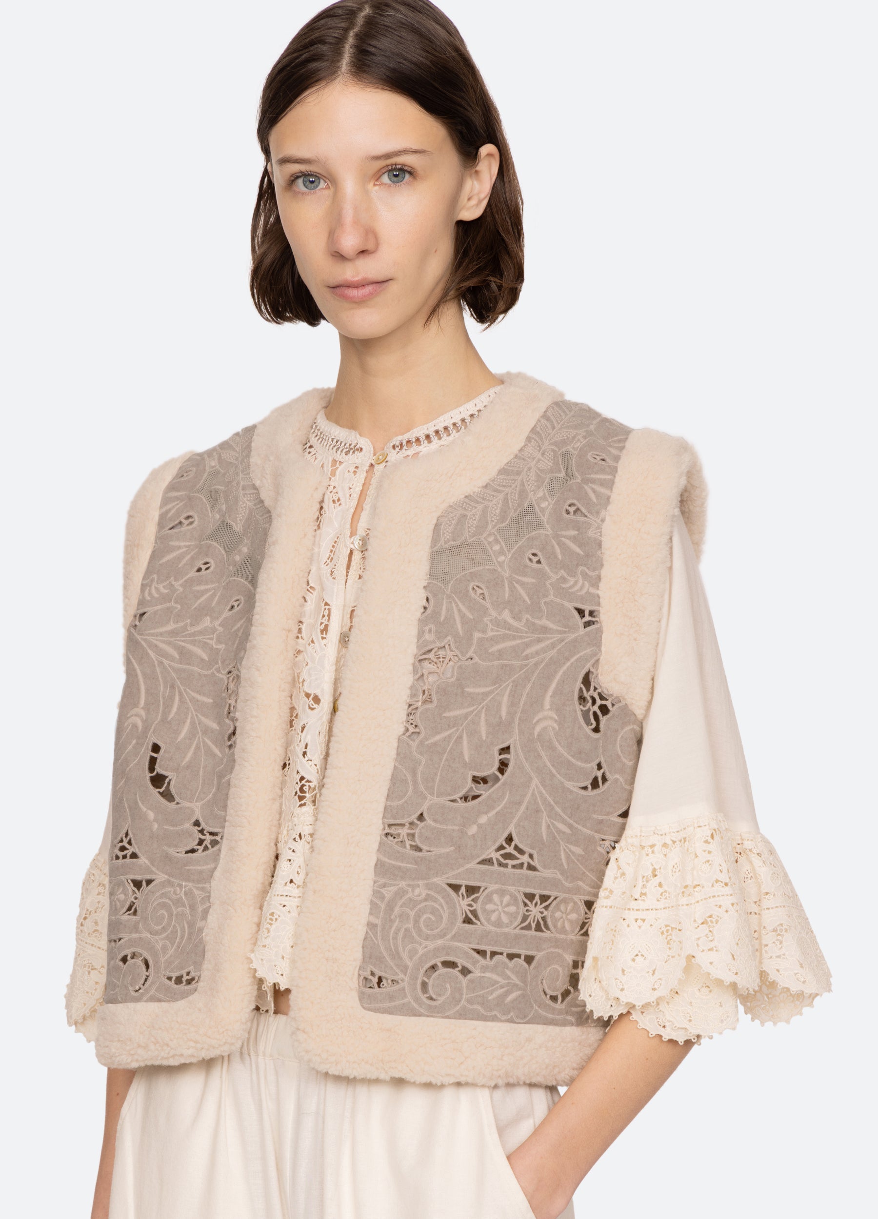 Ceci Vest Oatmeal|Black