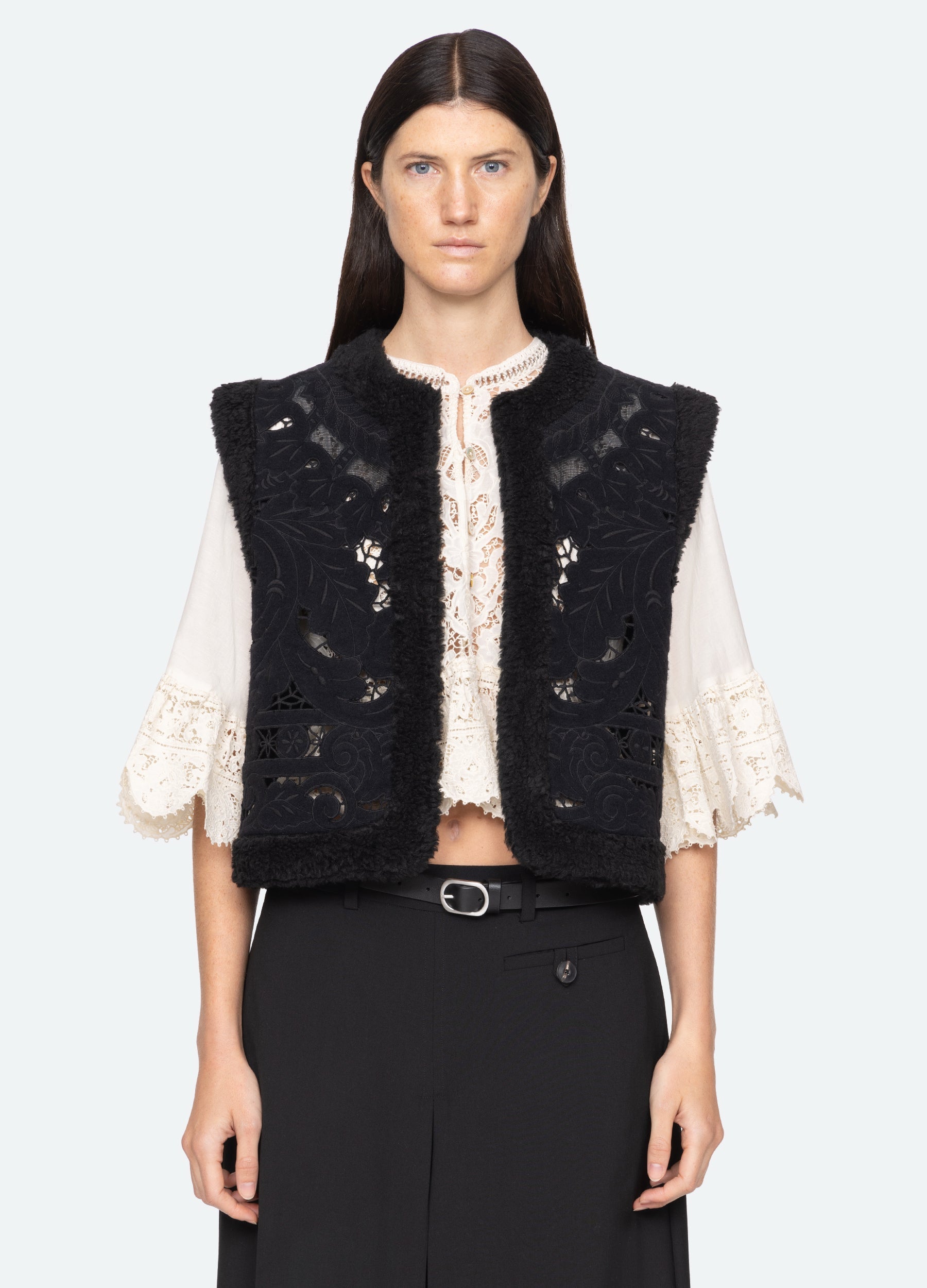 Ceci Vest Oatmeal|Black