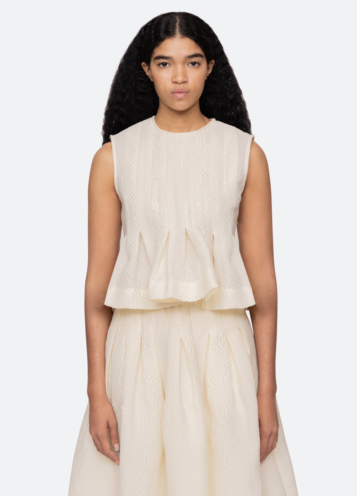 Fayetta Top Cream|Navy