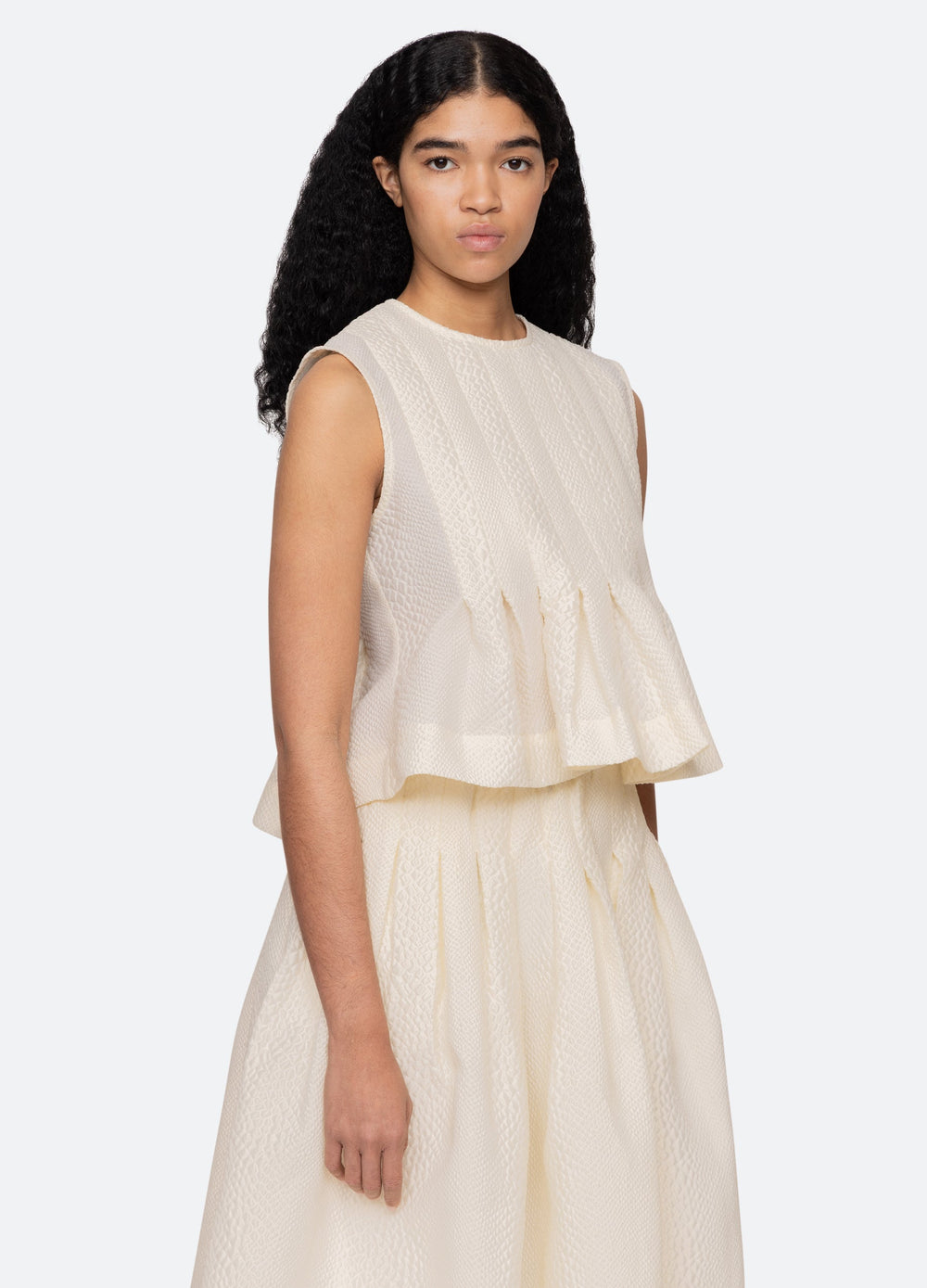 Fayetta Top Cream|Navy