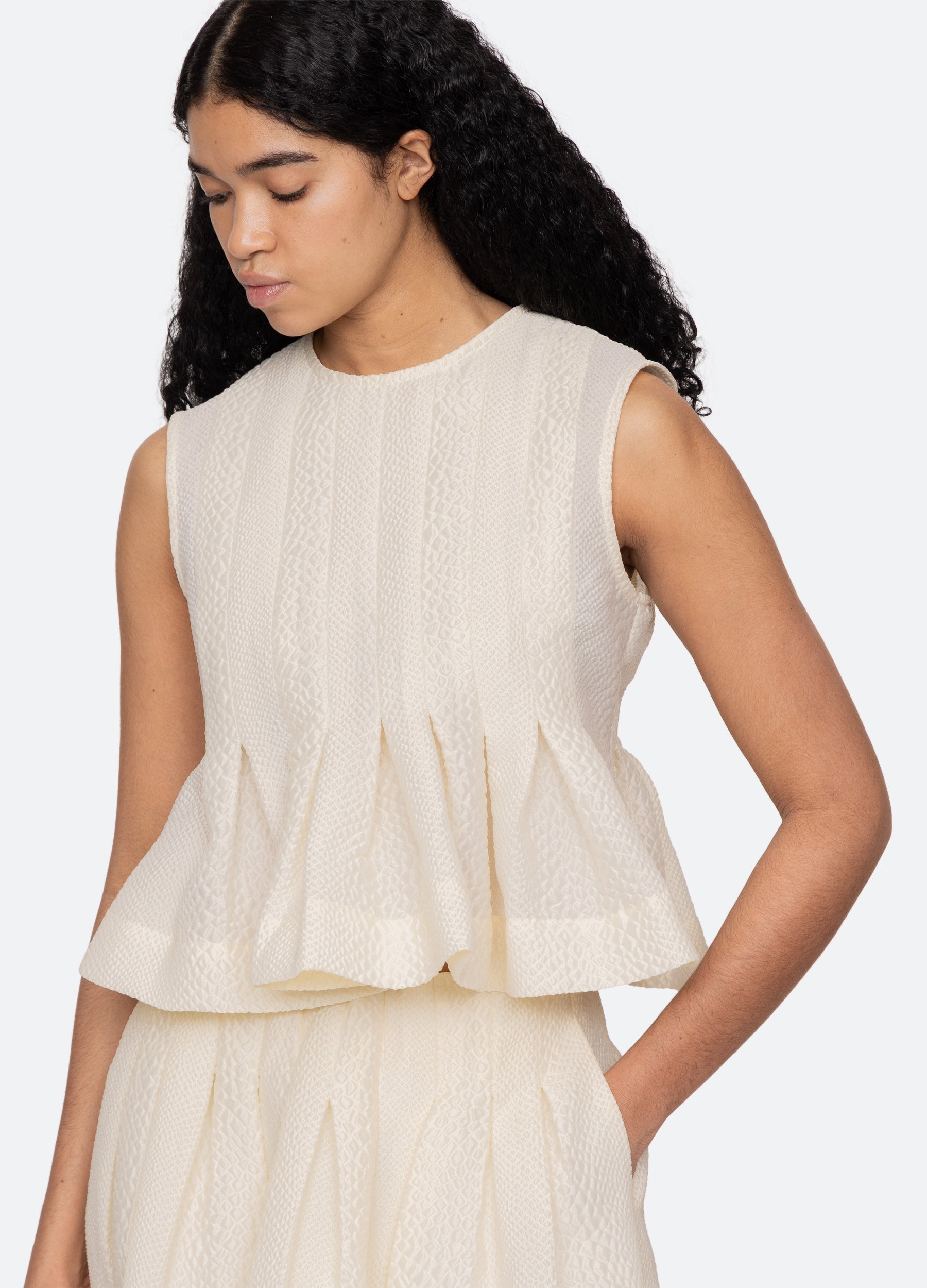 Fayetta Top Cream|Navy