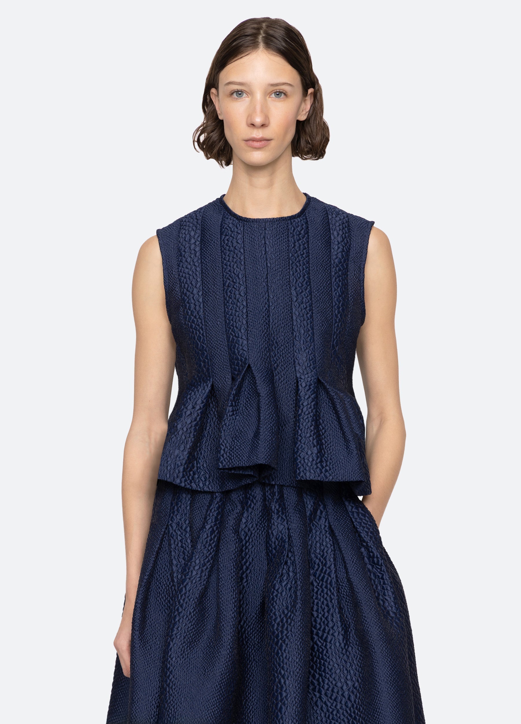 Fayetta Top Cream|Navy