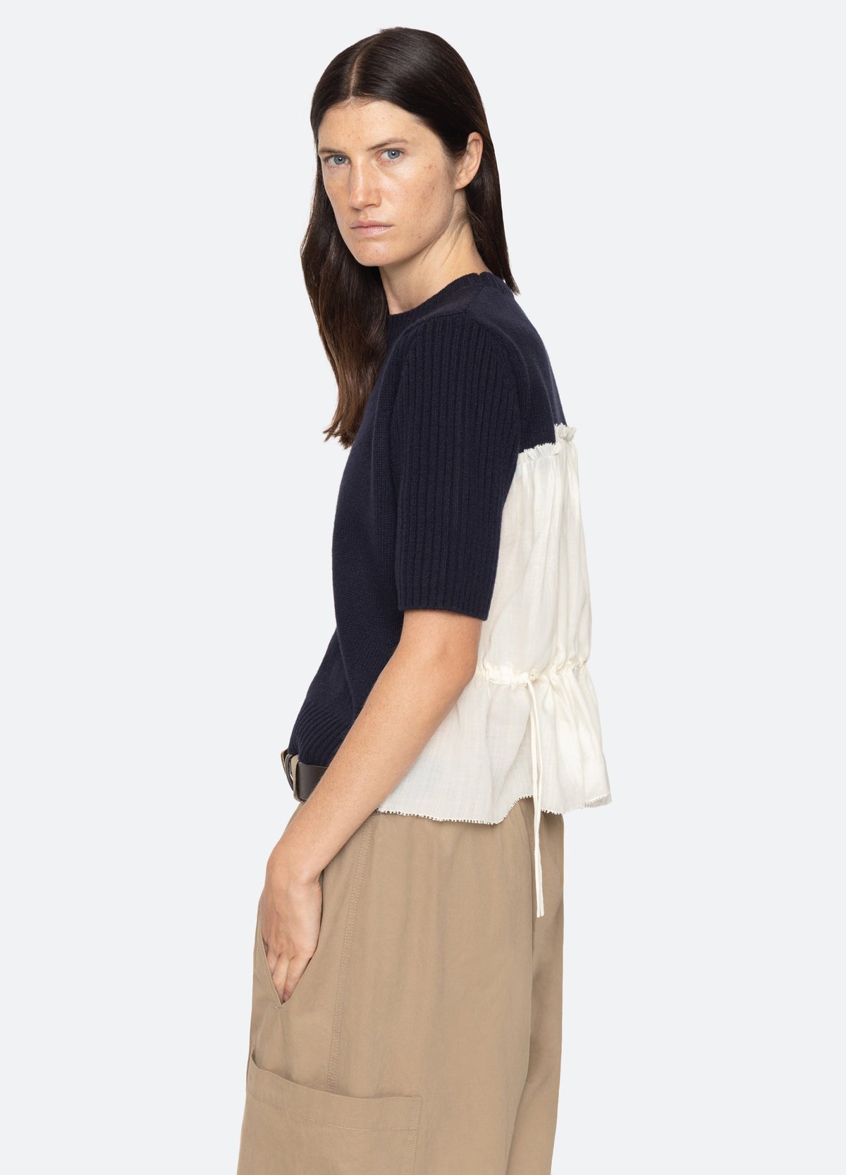 Mallory S/S Sweater Navy|Coffee