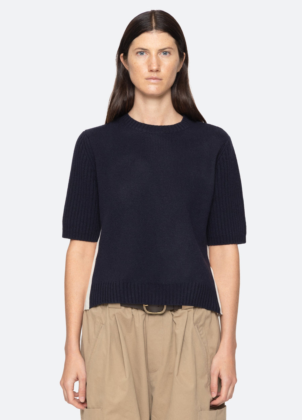 Mallory S/S Sweater Navy|Coffee