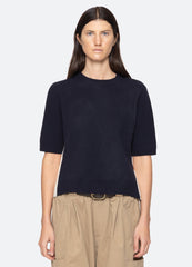 Mallory S/S Sweater Navy|Coffee