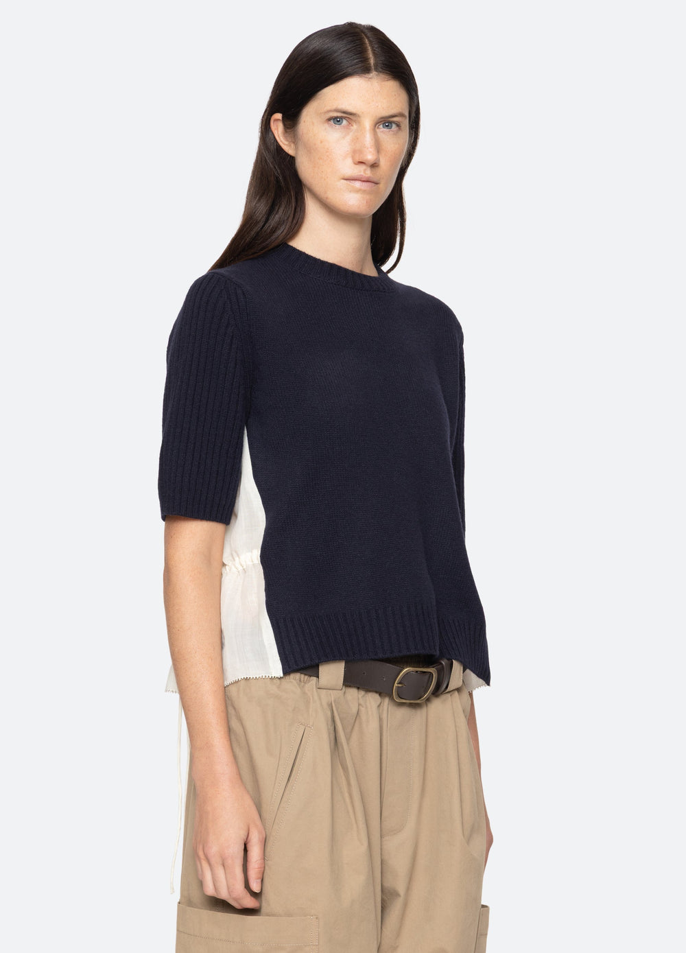 Mallory S/S Sweater Navy|Coffee