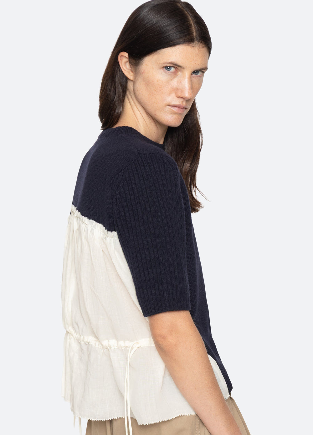 Mallory S/S Sweater Navy|Coffee