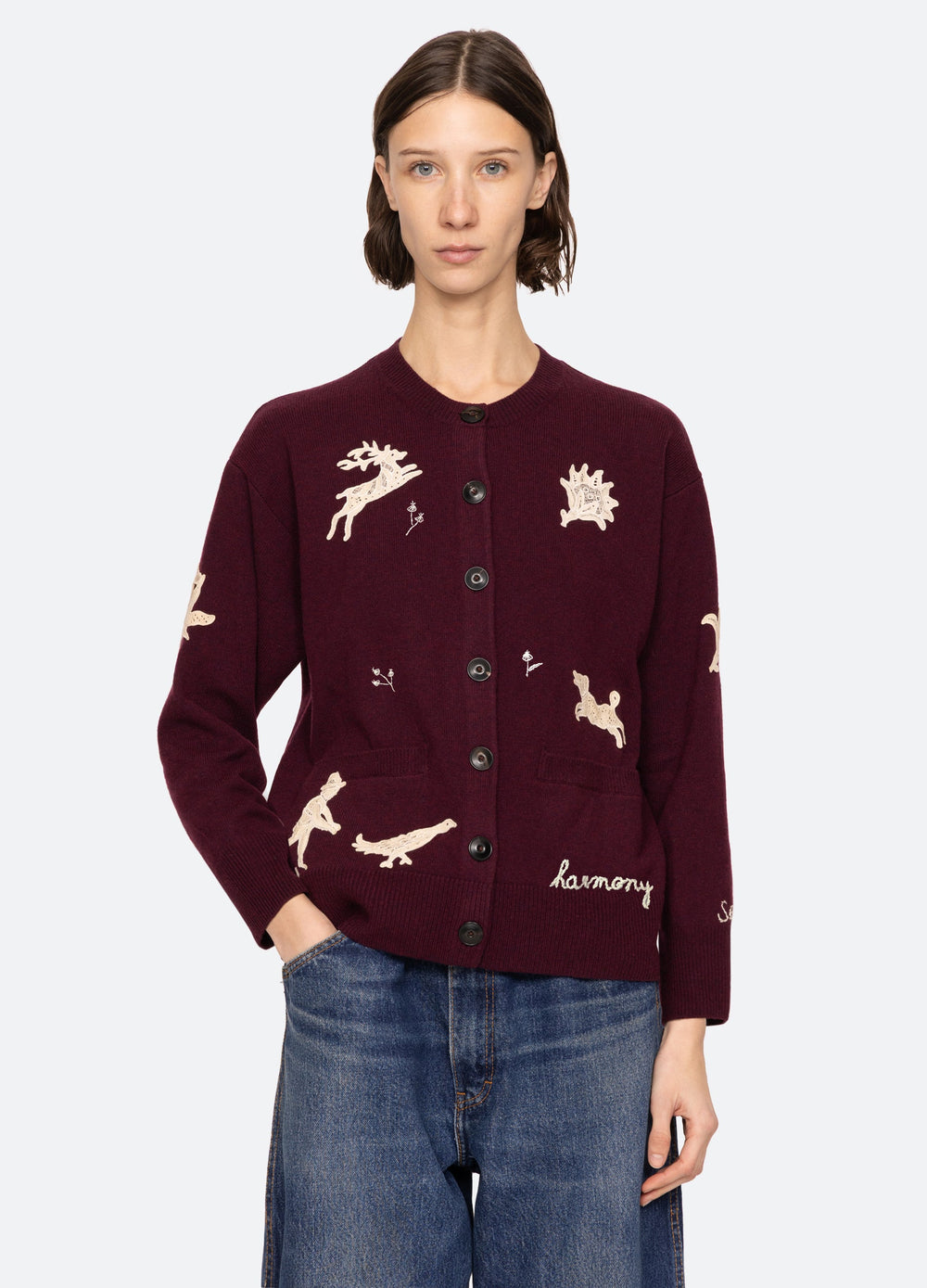 Mika Cardigan Burgundy|Navy