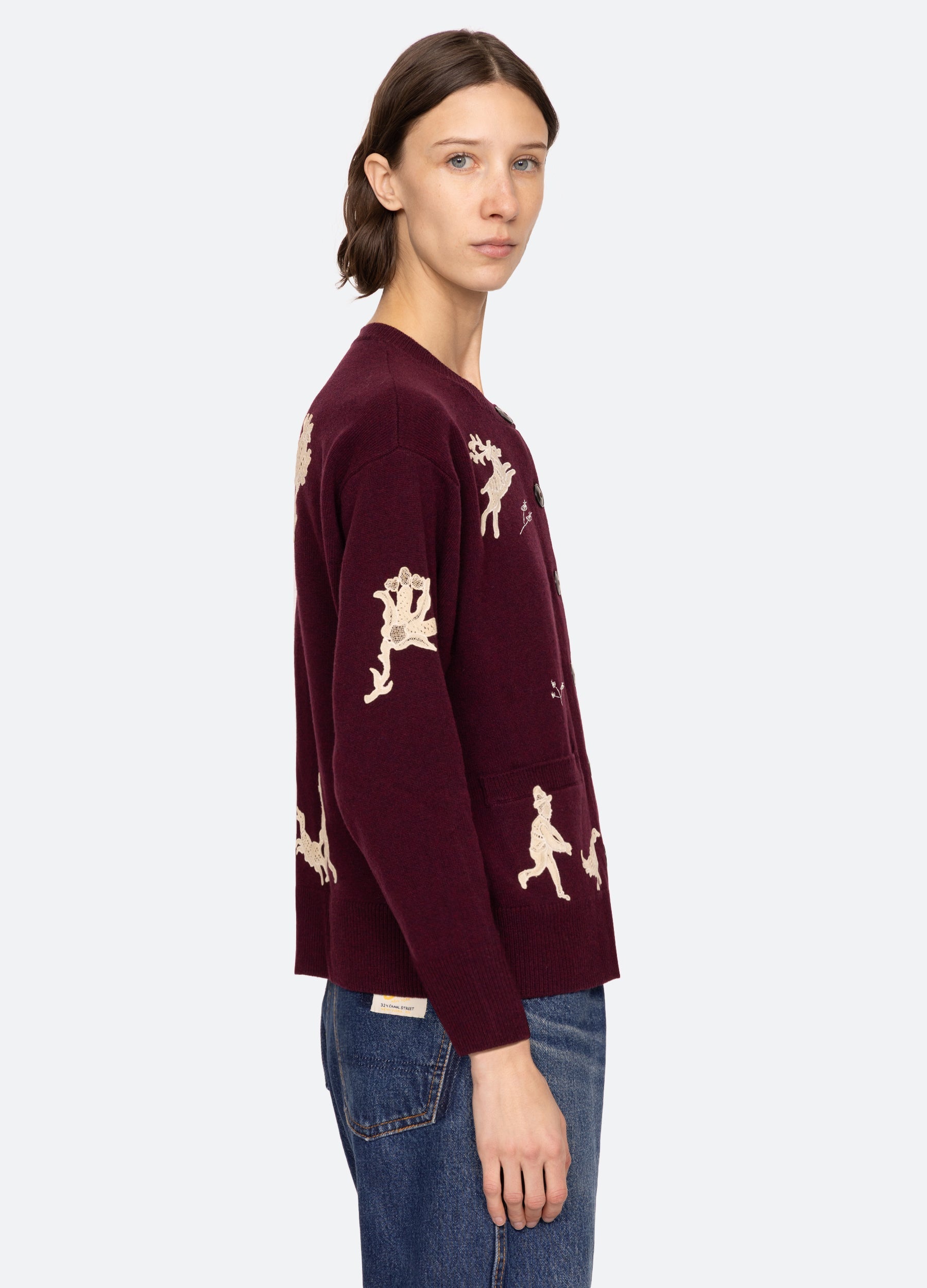 Mika Cardigan Burgundy|Navy