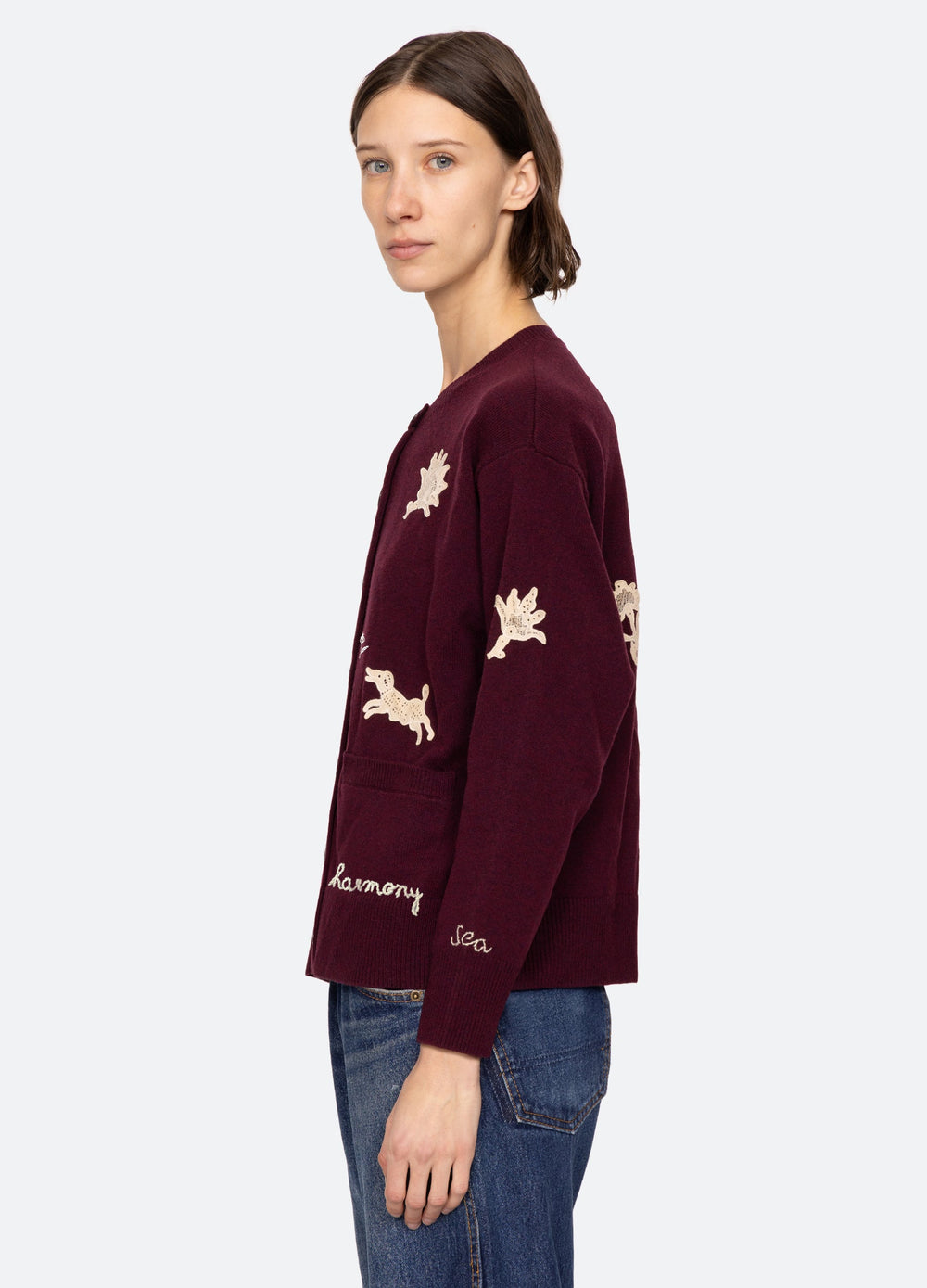 Mika Cardigan Burgundy|Navy