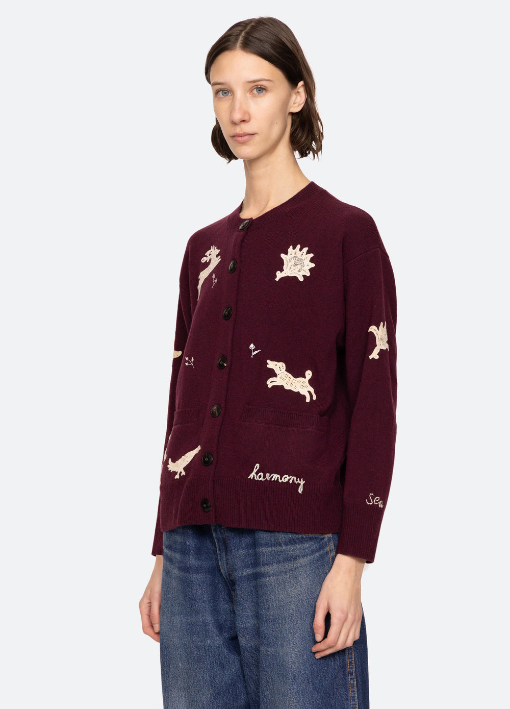 Mika Cardigan Burgundy|Navy