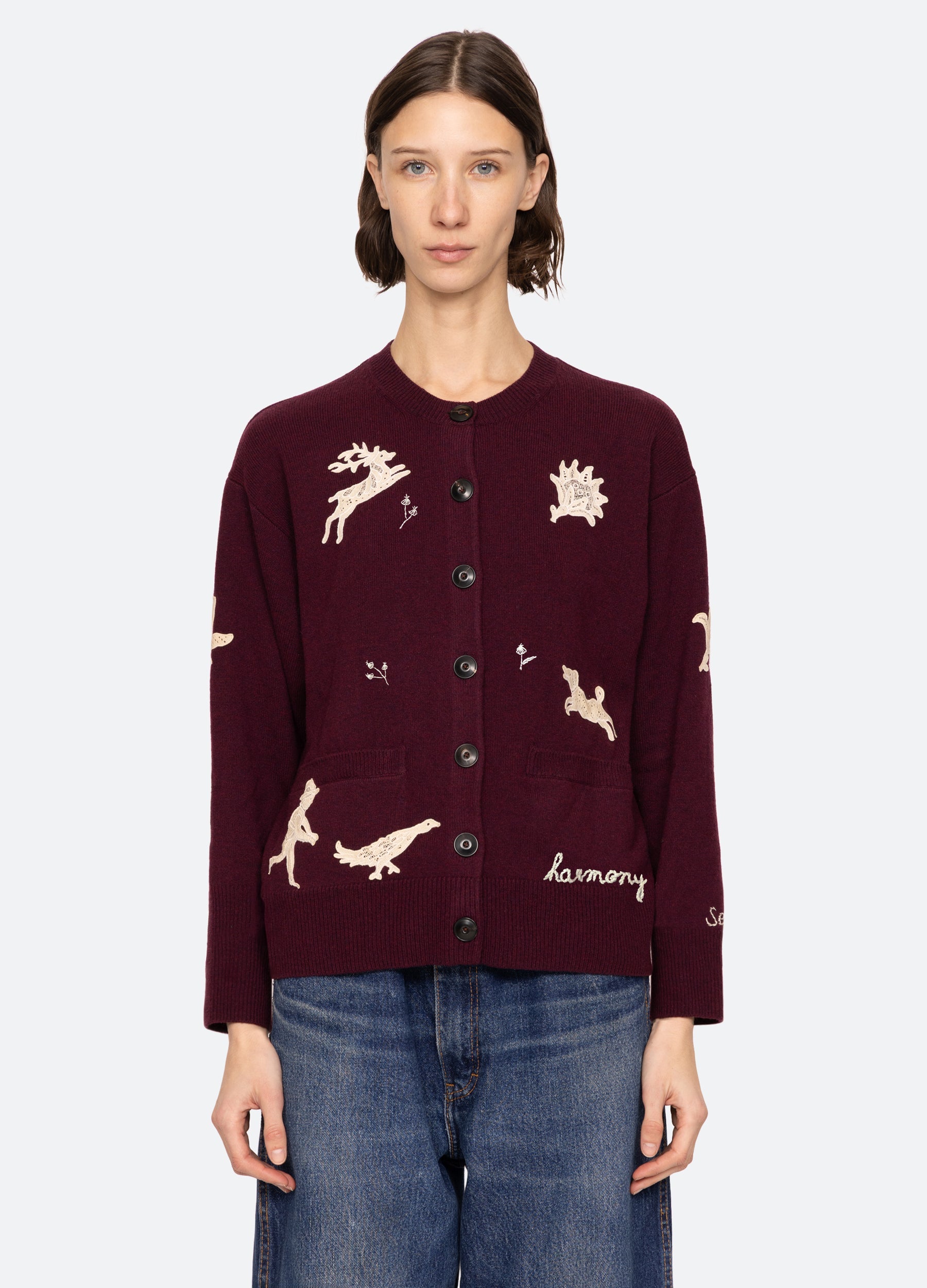 Mika Cardigan Burgundy|Navy