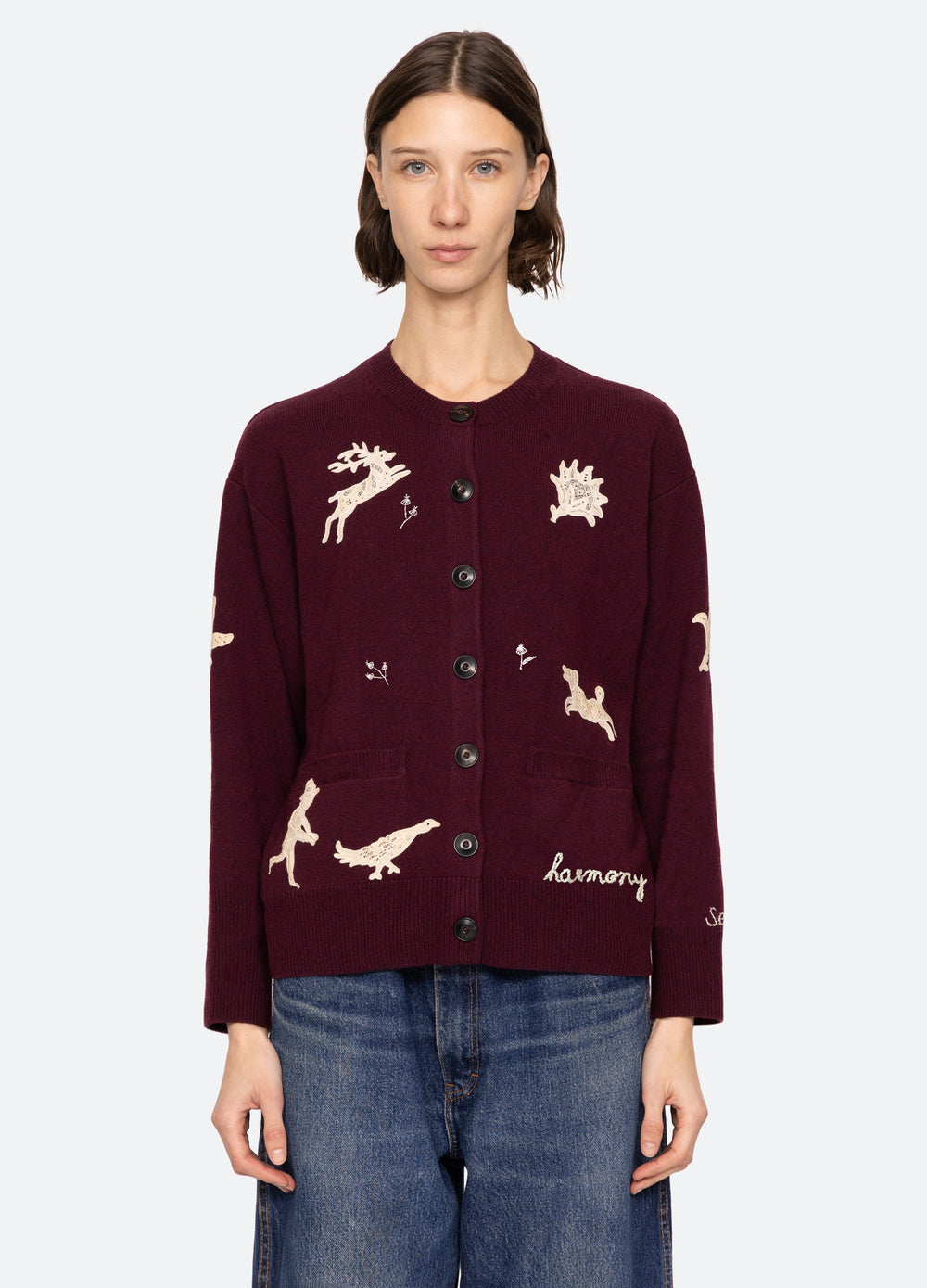 Mika Cardigan Burgundy|Navy