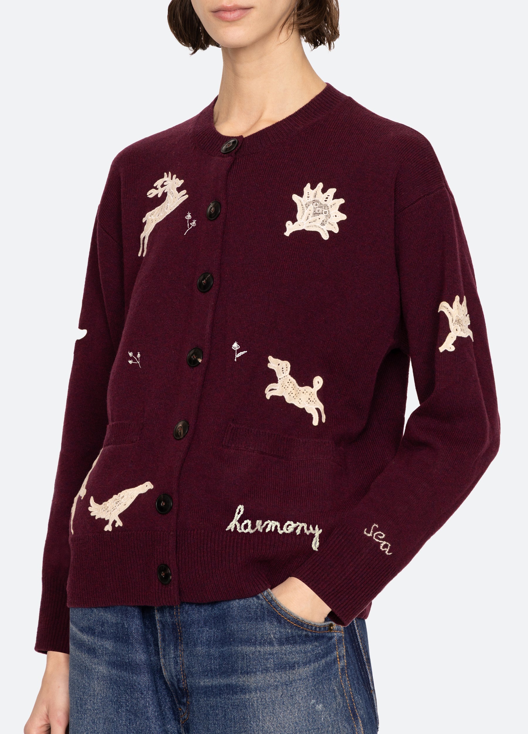 Mika Cardigan Burgundy|Navy
