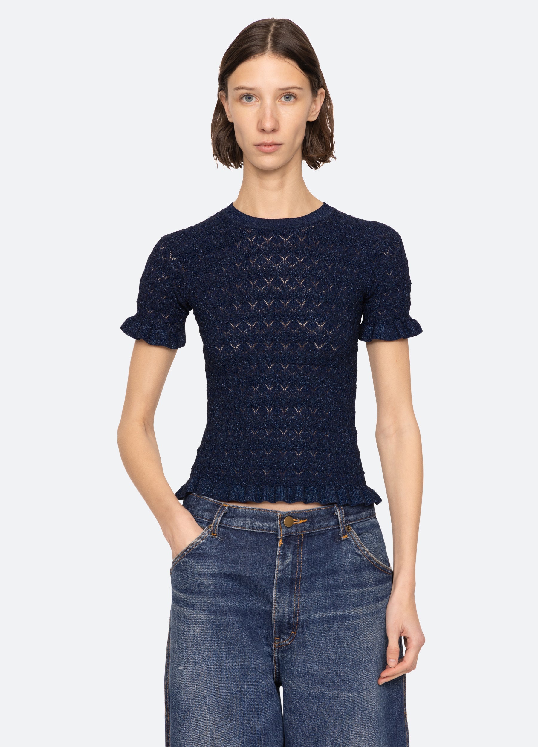 Ruby Top Champagne|Navy