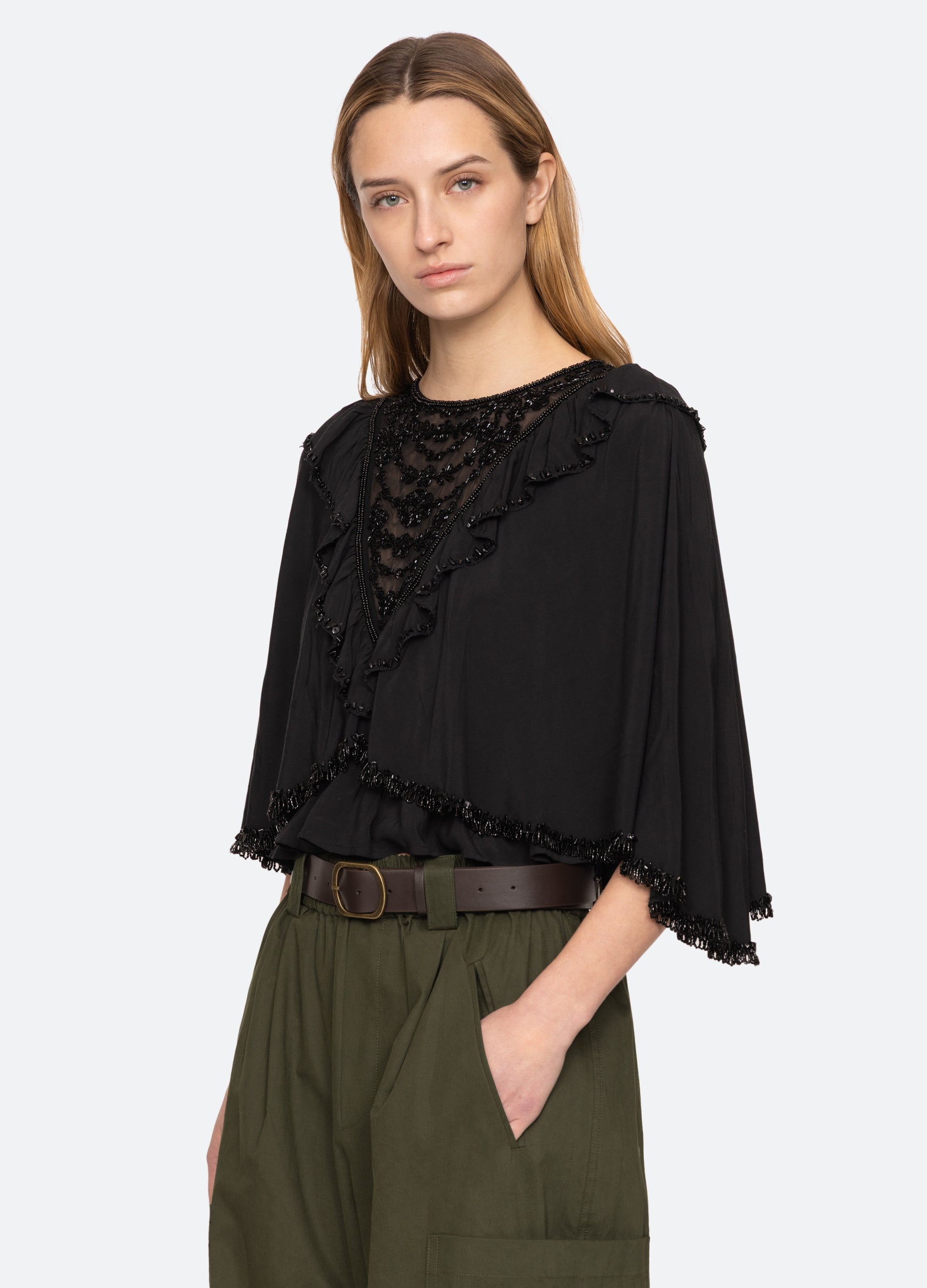 Shanna Beaded Top Black