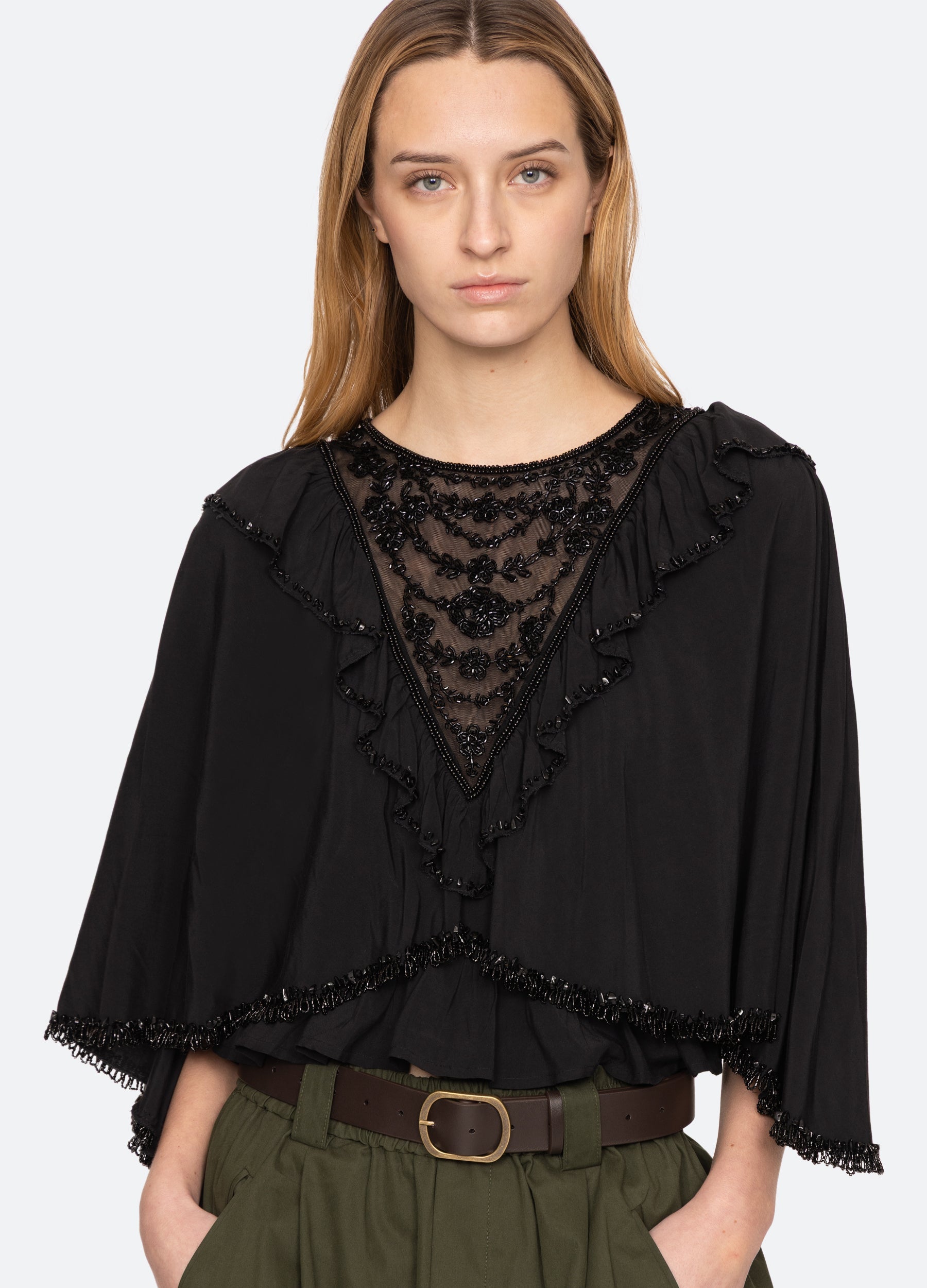 Shanna Beaded Top Black