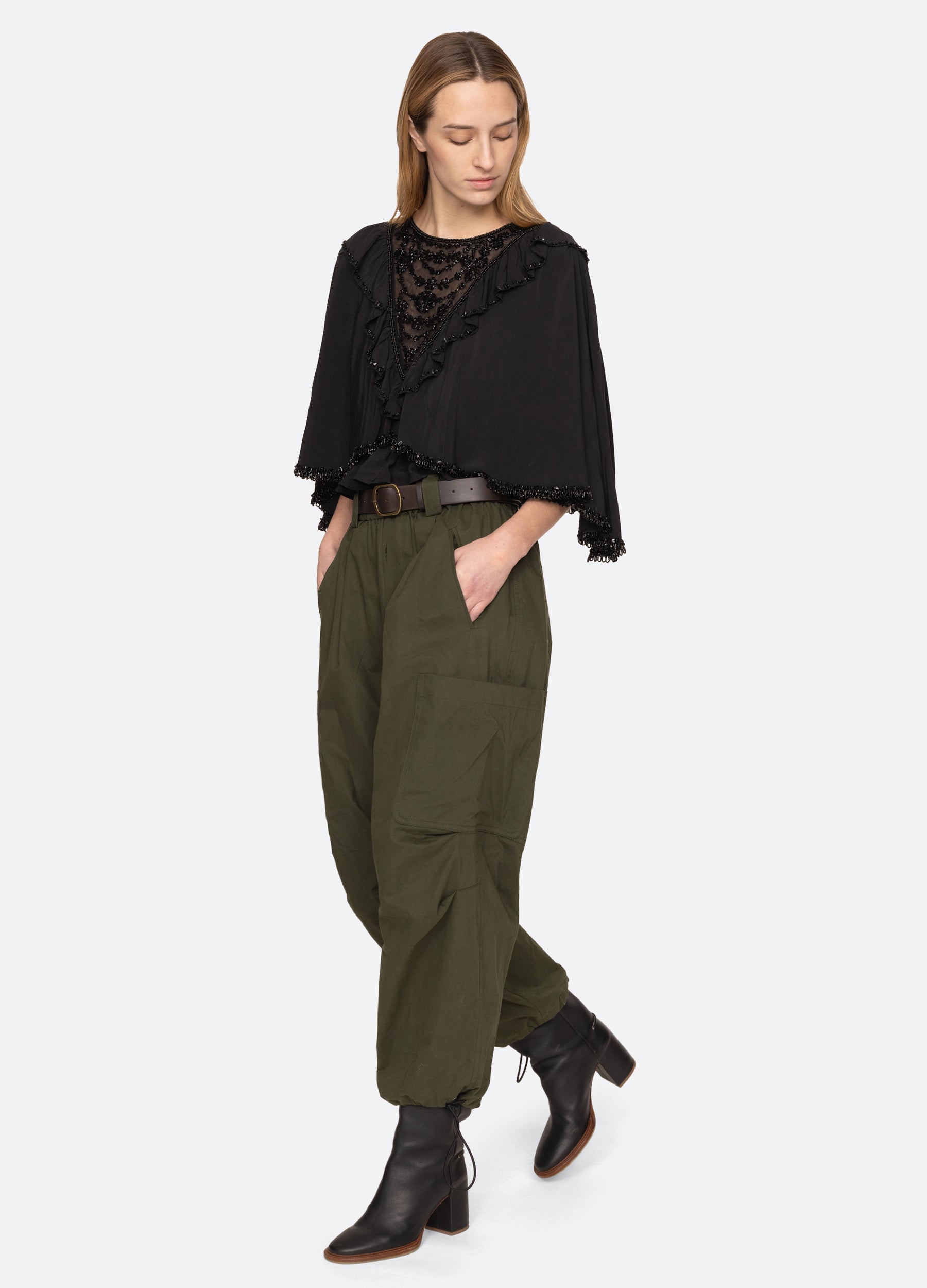 Shanna Beaded Top Black