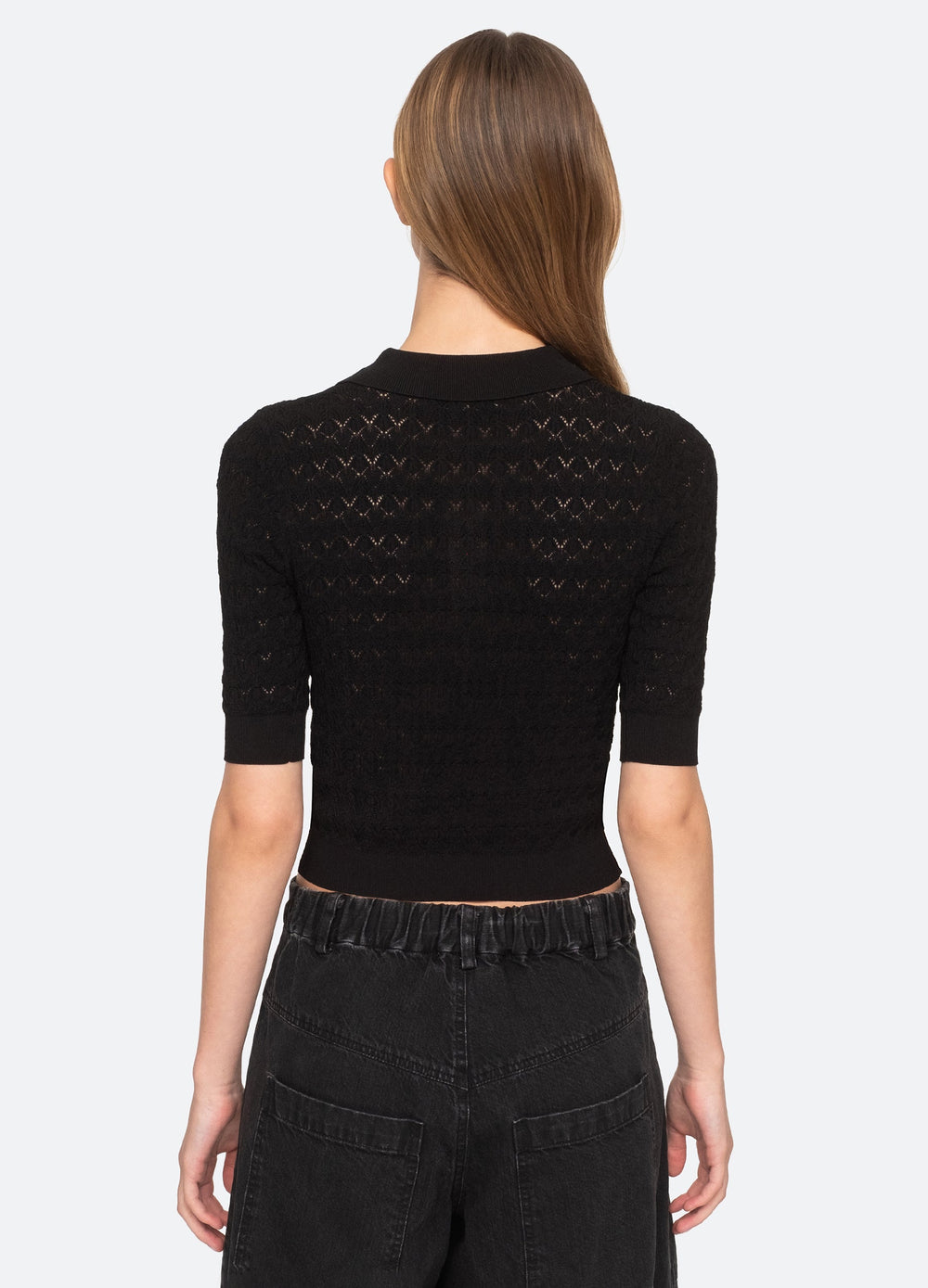 Rue Polo Sweater Black|Cream