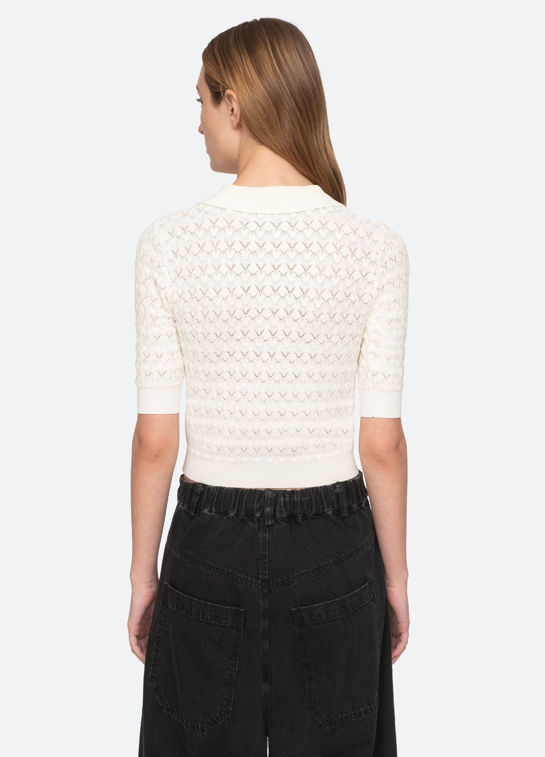 Rue Polo Sweater Black|Cream