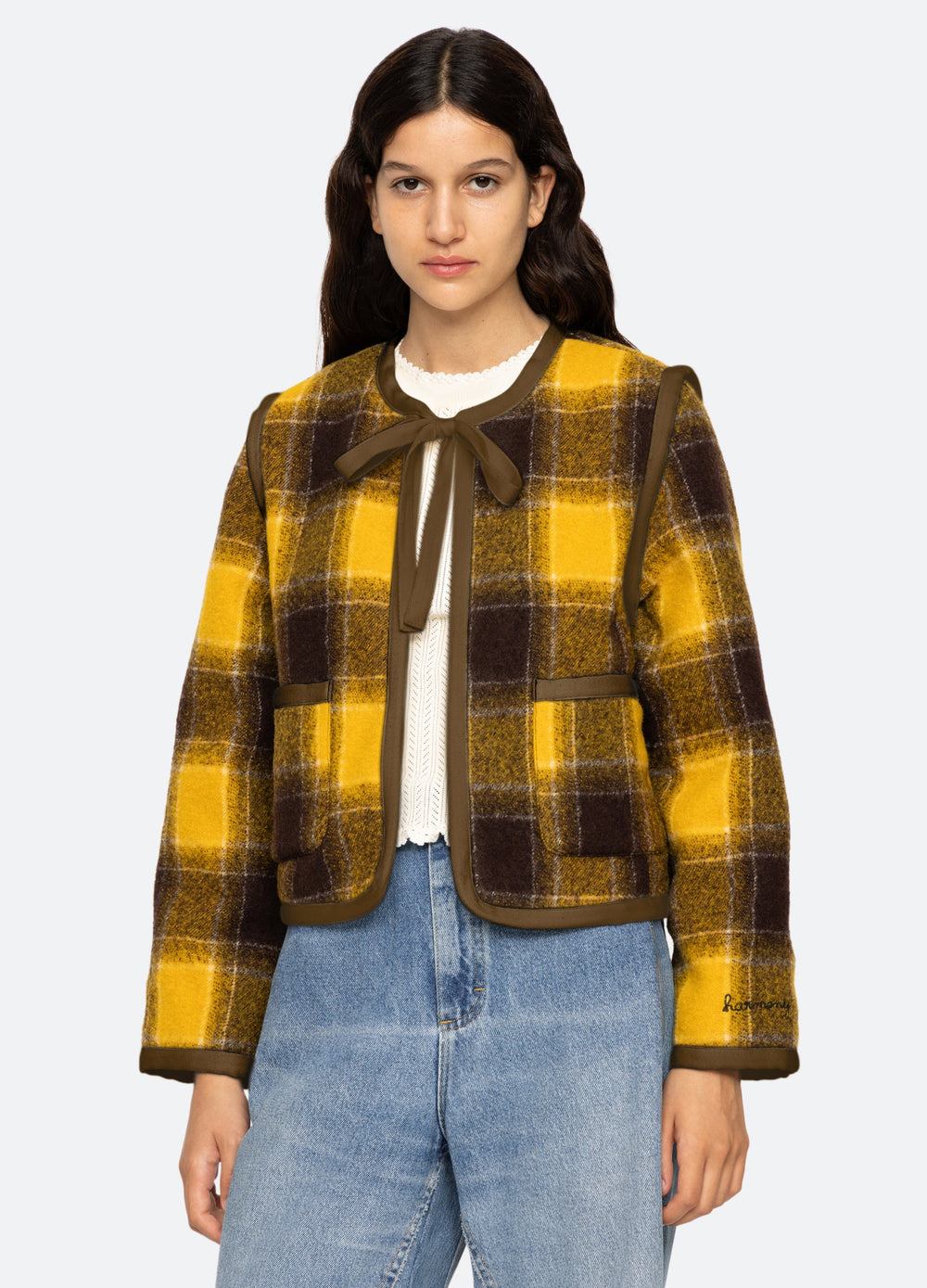 Amber Tie Front Jacket Yellow