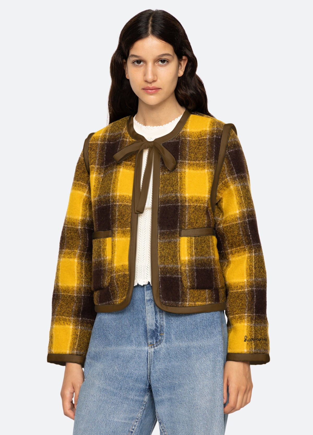 Amber Tie Front Jacket Yellow