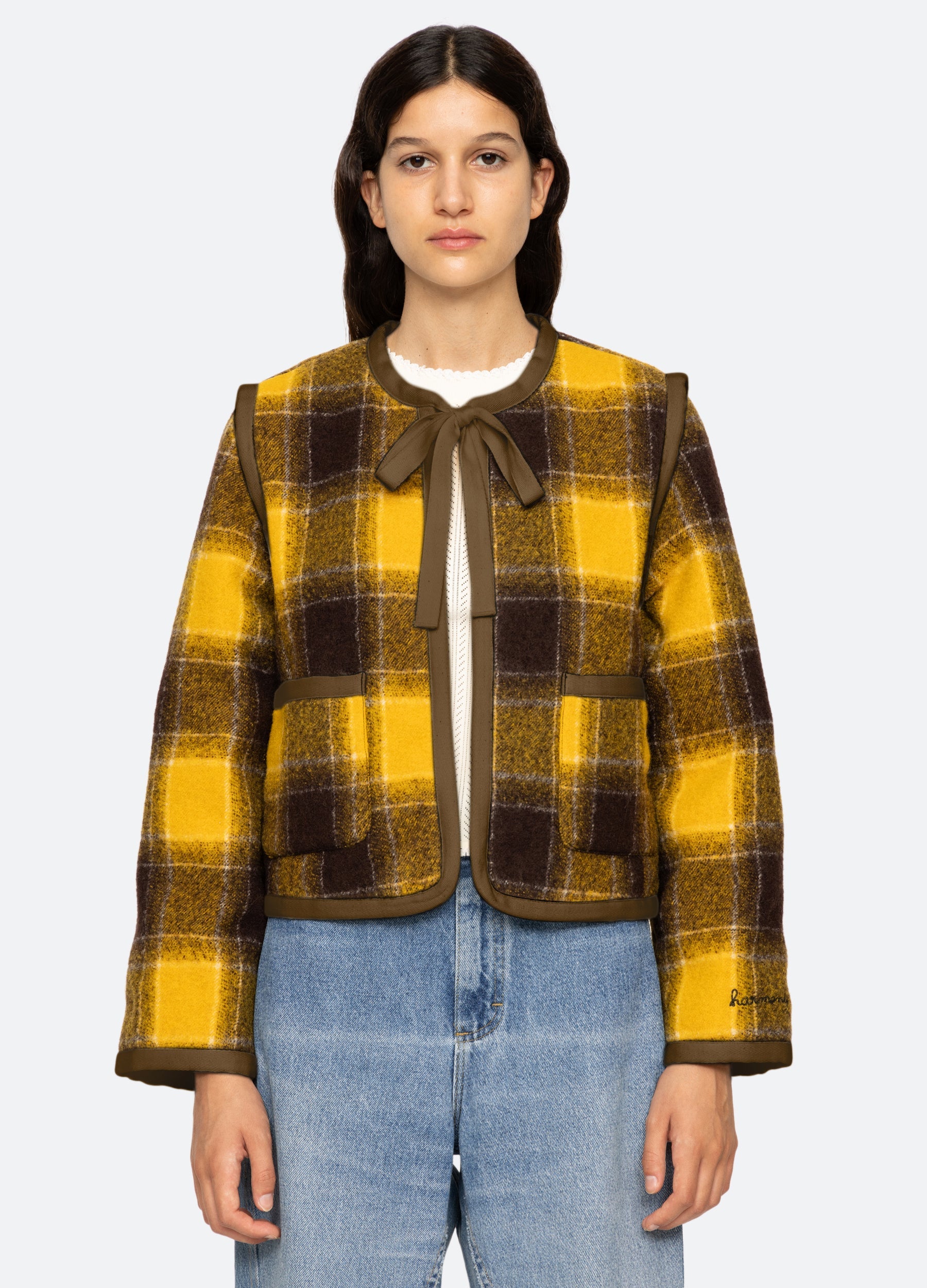 Amber Tie Front Jacket Yellow