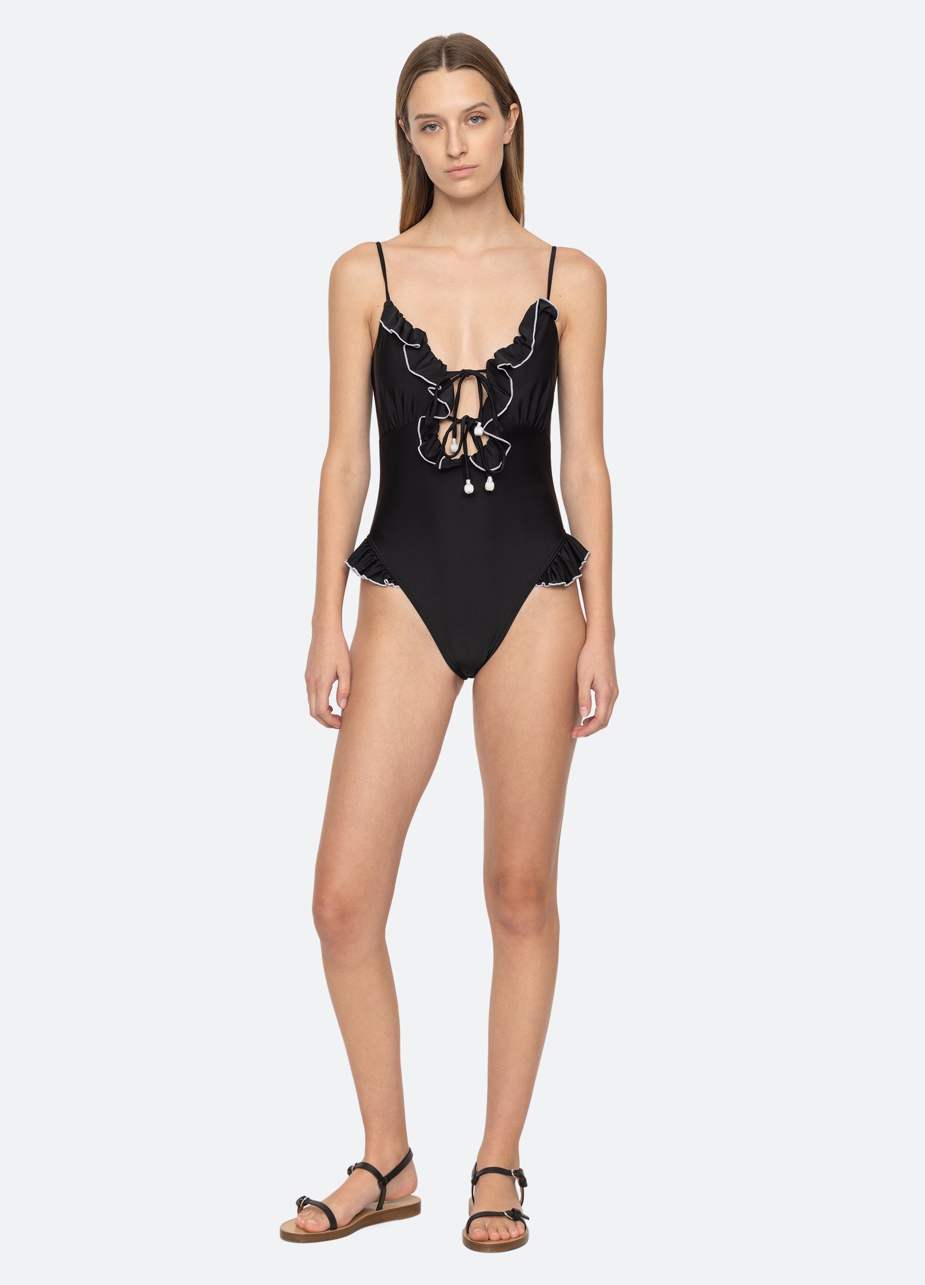 Camille Ruffle One Piece Black