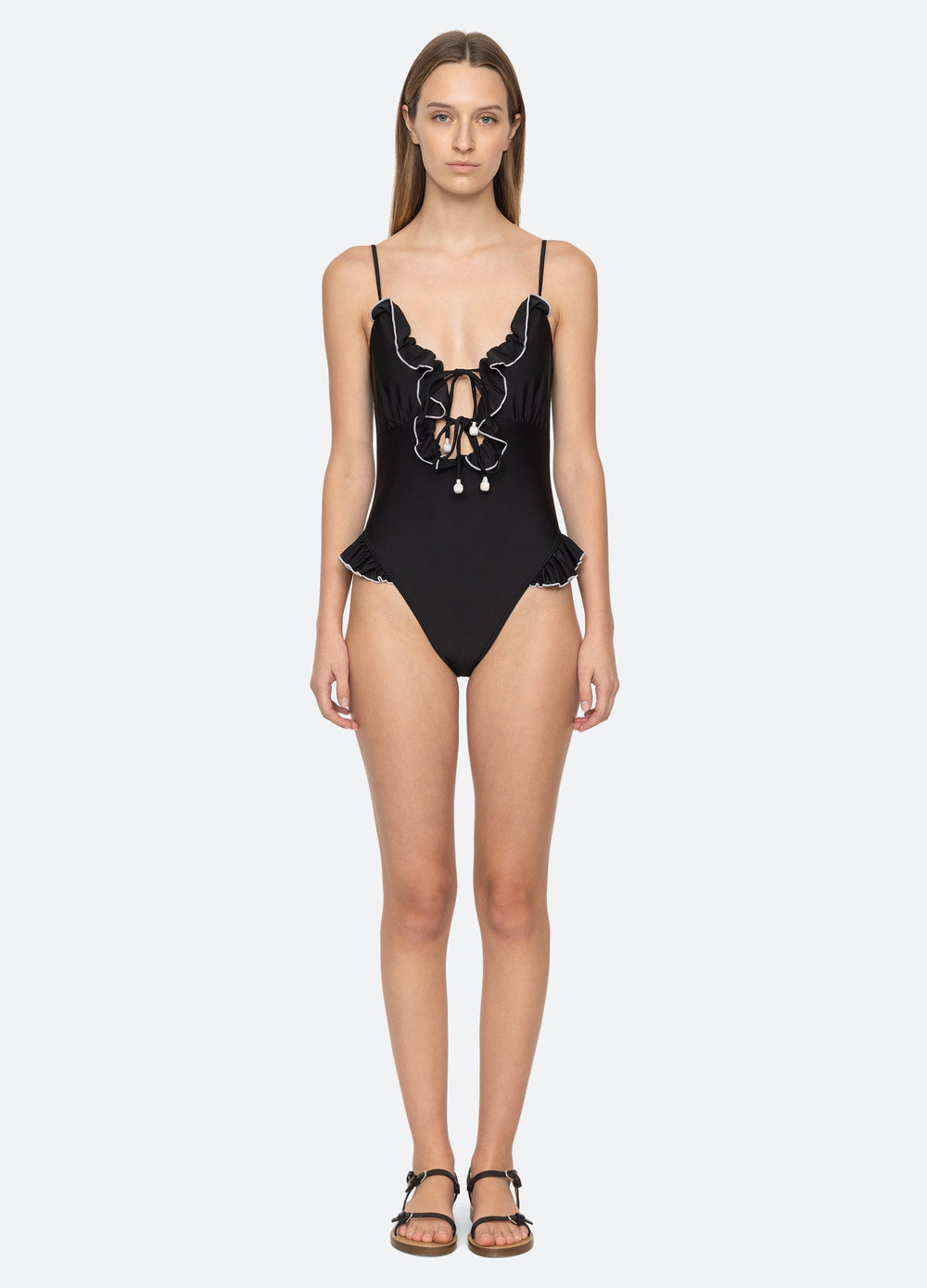 Camille Ruffle One Piece Black